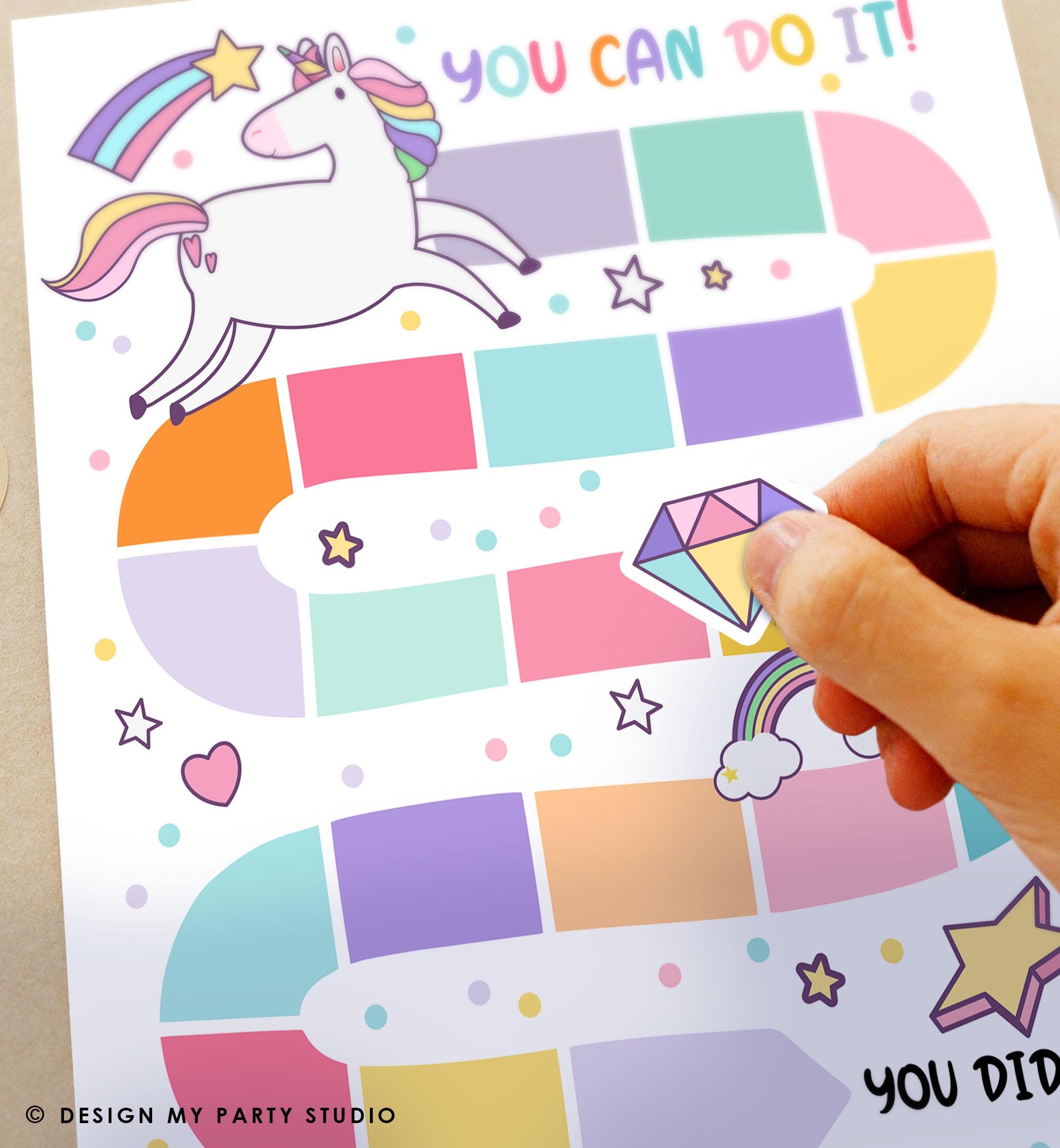 Unicorn Reward Chart Sticker Chart for Kids Behavior Chart Toddler Routine Potty Training To Do Girl Printable Digital Instant Download 0551