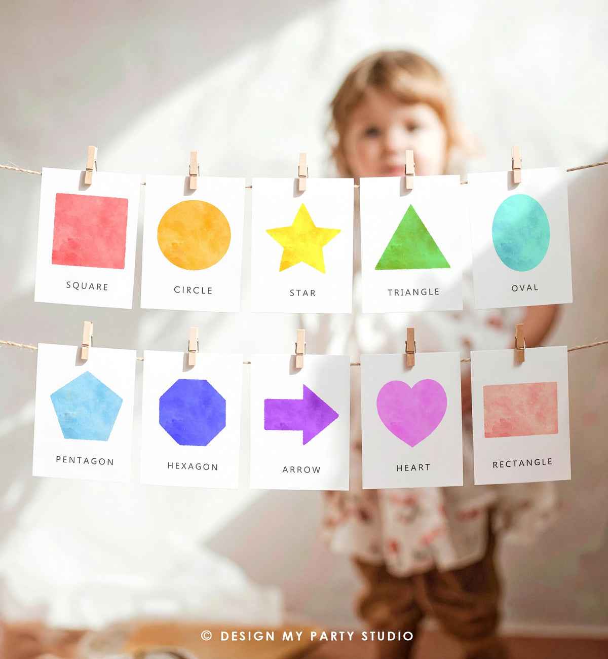 12 Shapes Flash Cards Counting Educational Flashcards Rainbow Colors Montessori Classroom Geometric Decor Digital Download Printable 0550