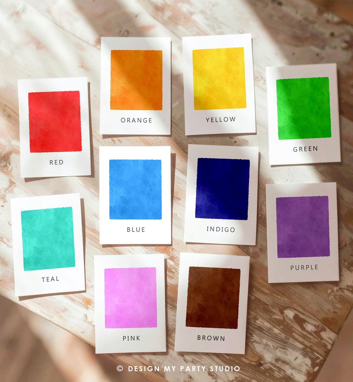 12 Rainbow Colors Flash Cards Counting Educational Flashcards Montessori Classroom Geometric Wall Decor Digital Download Printable 0550