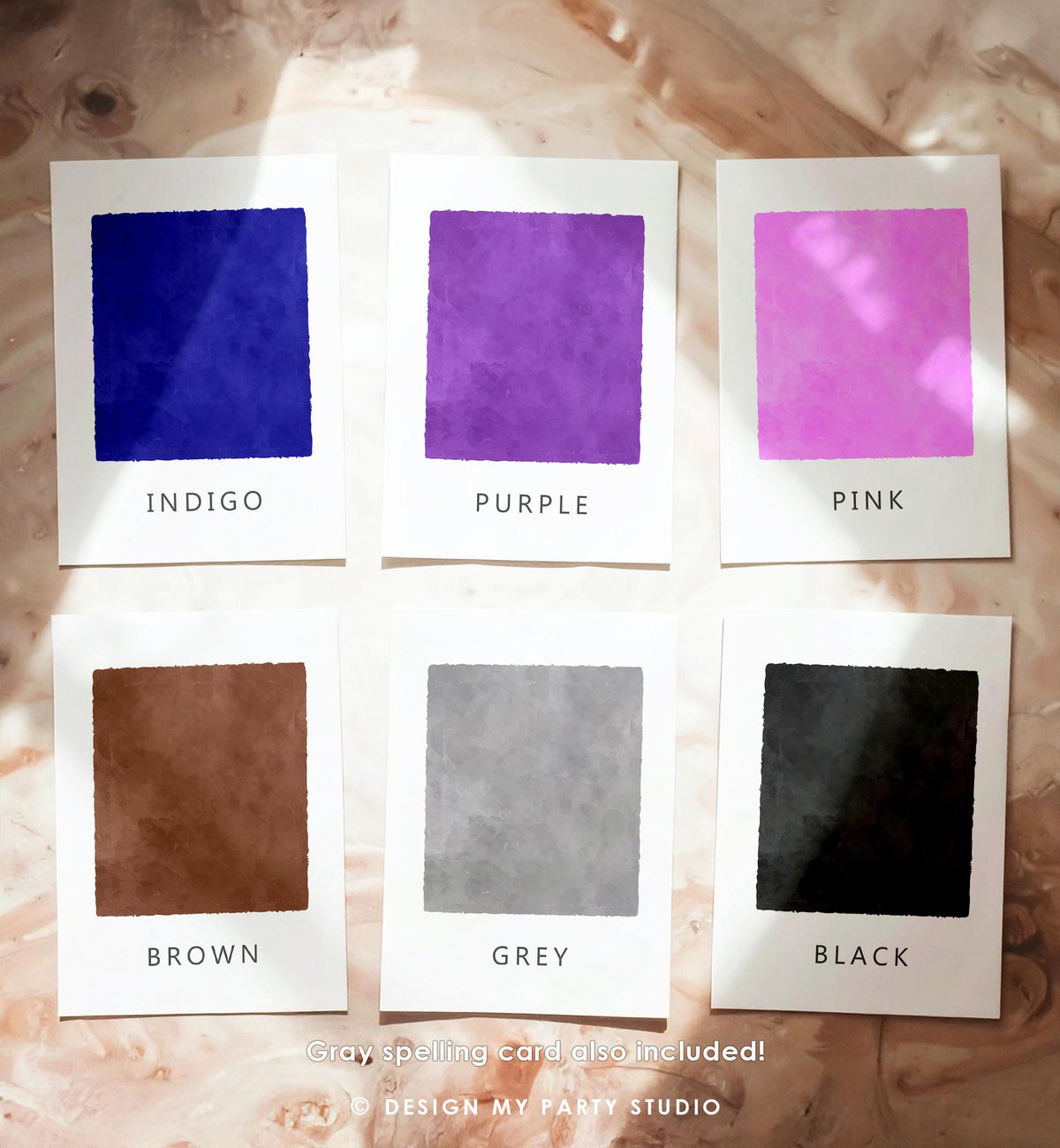 12 Rainbow Colors Flash Cards Counting Educational Flashcards Montessori Classroom Geometric Wall Decor Digital Download Printable 0550