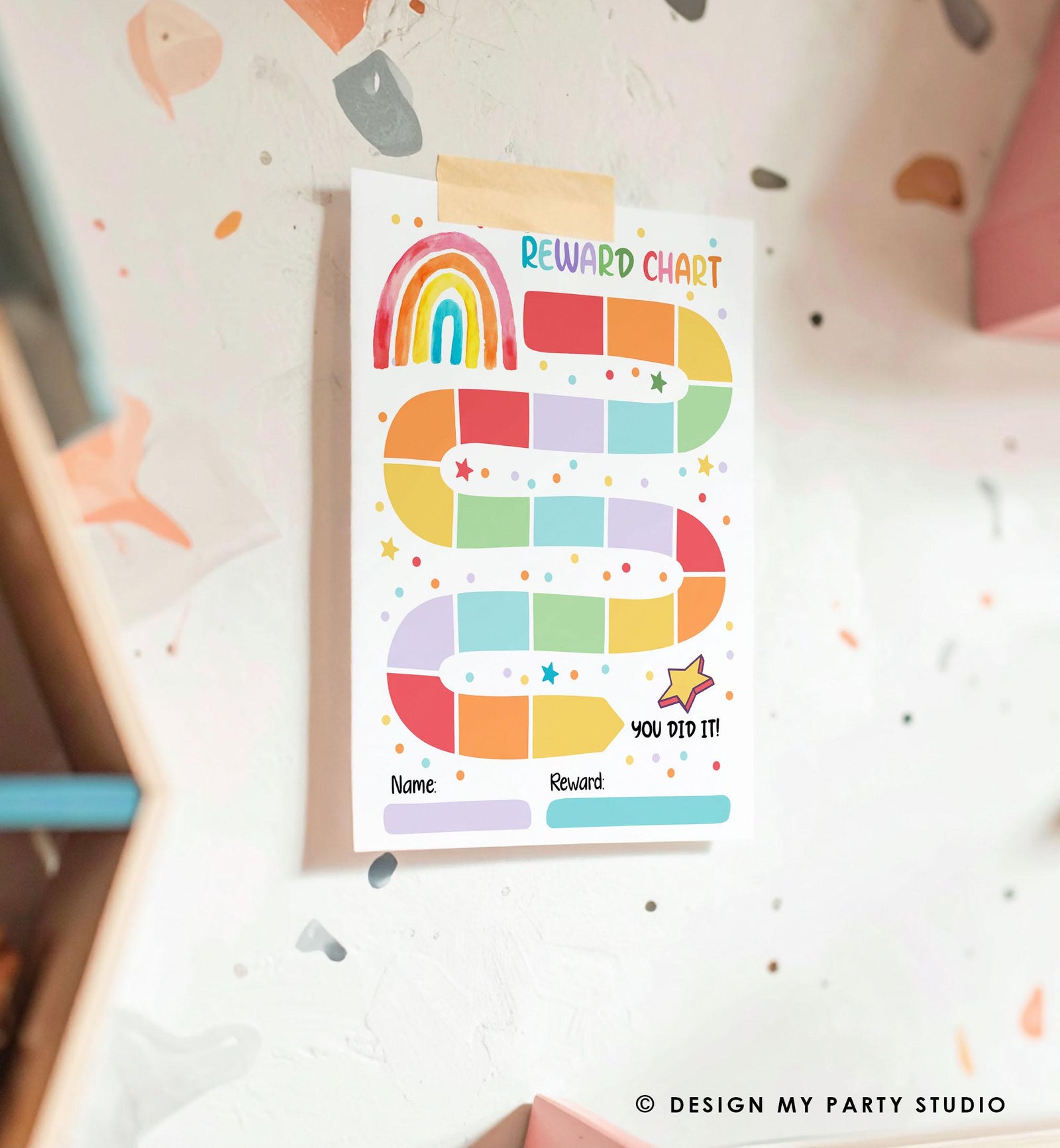 Rainbow Kids Reward Chart Sticker Chart for Kids Behavior Chart Toddler Routine Potty Training Goals Printable Digital Instant Download 0551