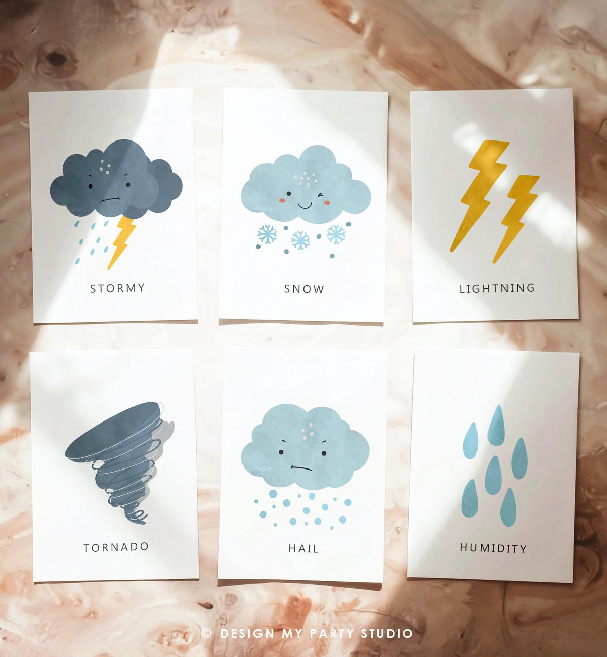 16 Weather Flash Cards Educational Flashcards Forecast Graph Rainbow Colors Montessori Classroom Decor Digital Download Printable 0550