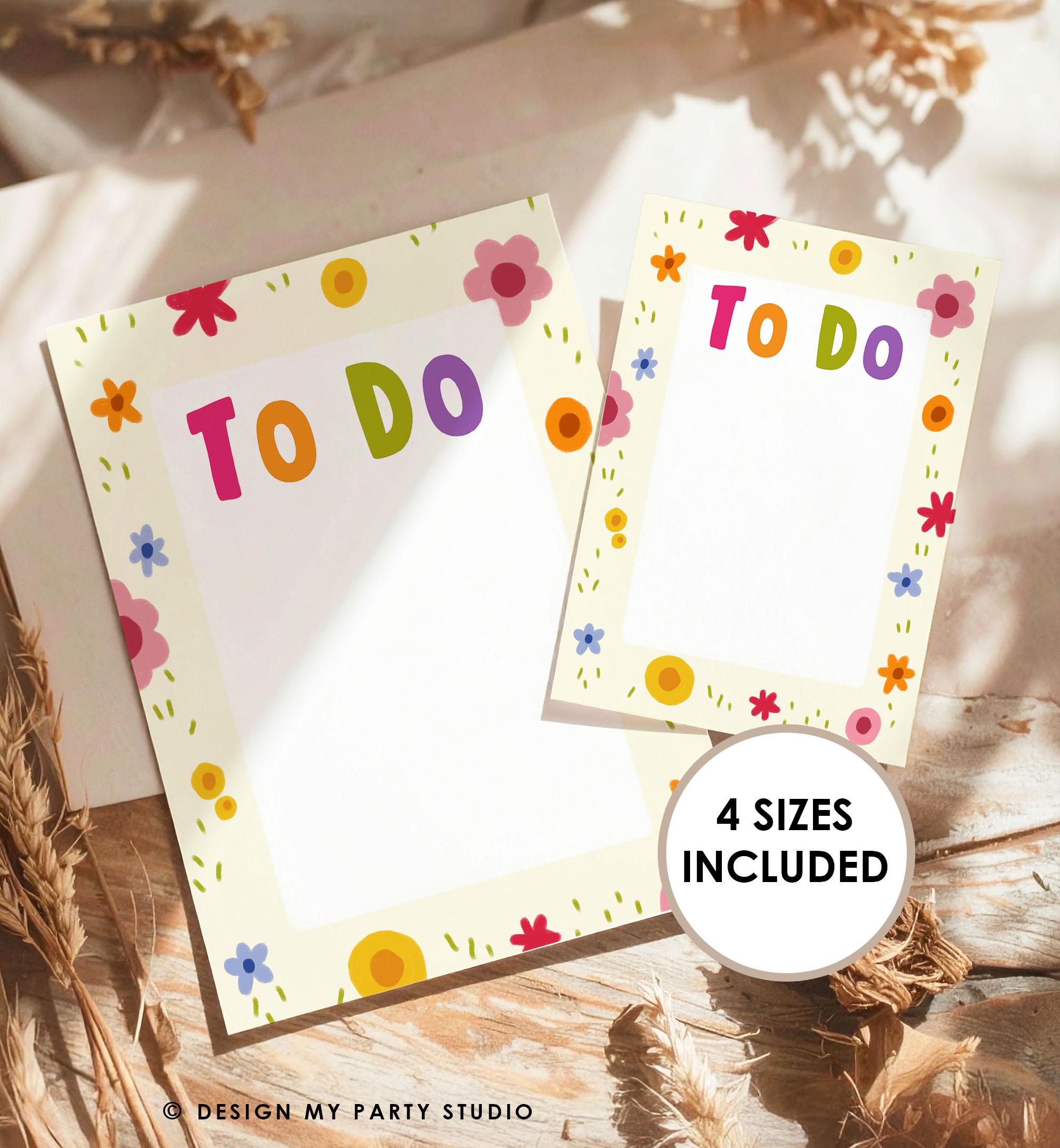 To Do List Simple Tasks List Cute Floral Flowers A4 A5 Letter Size PDF Planner Checklist Schedule Printable Digital Instant Download 0551