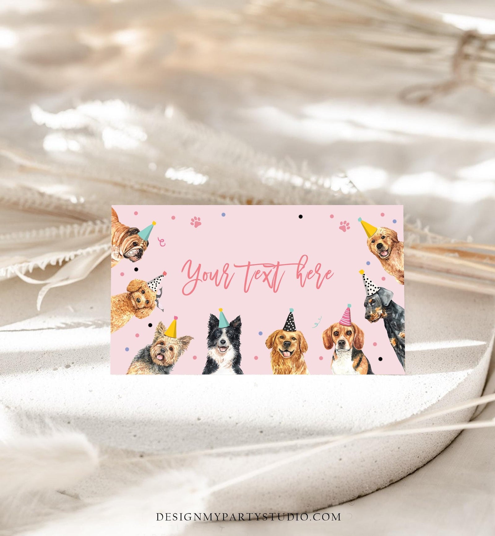 Editable Dog Food Label Dog Birthday Place Card Tent Insert Card Puppy Party Pet Vet Doggy Shelter Girl Digital Template Printable 0384
