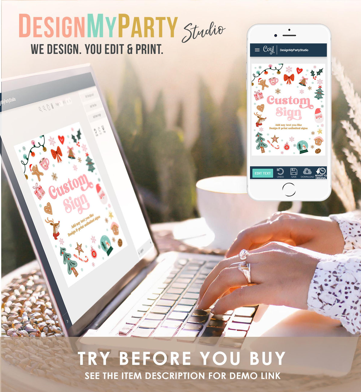 Editable Christmas Custom Sign Winter Birthday Winter Onederland Decor Party Its Cold Outside Gold 8x10 Download Template Printable 0529