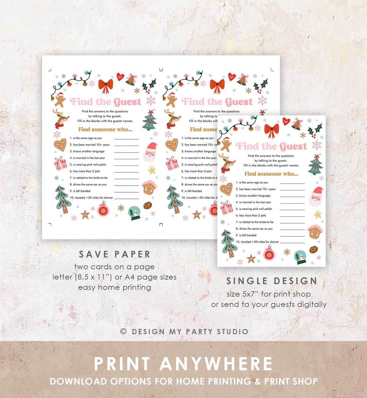 Editable Find the Guest Baby Shower Game Christmas Winter Baby Cold Outside Holiday Shower Activity Digital Template Printable 0529