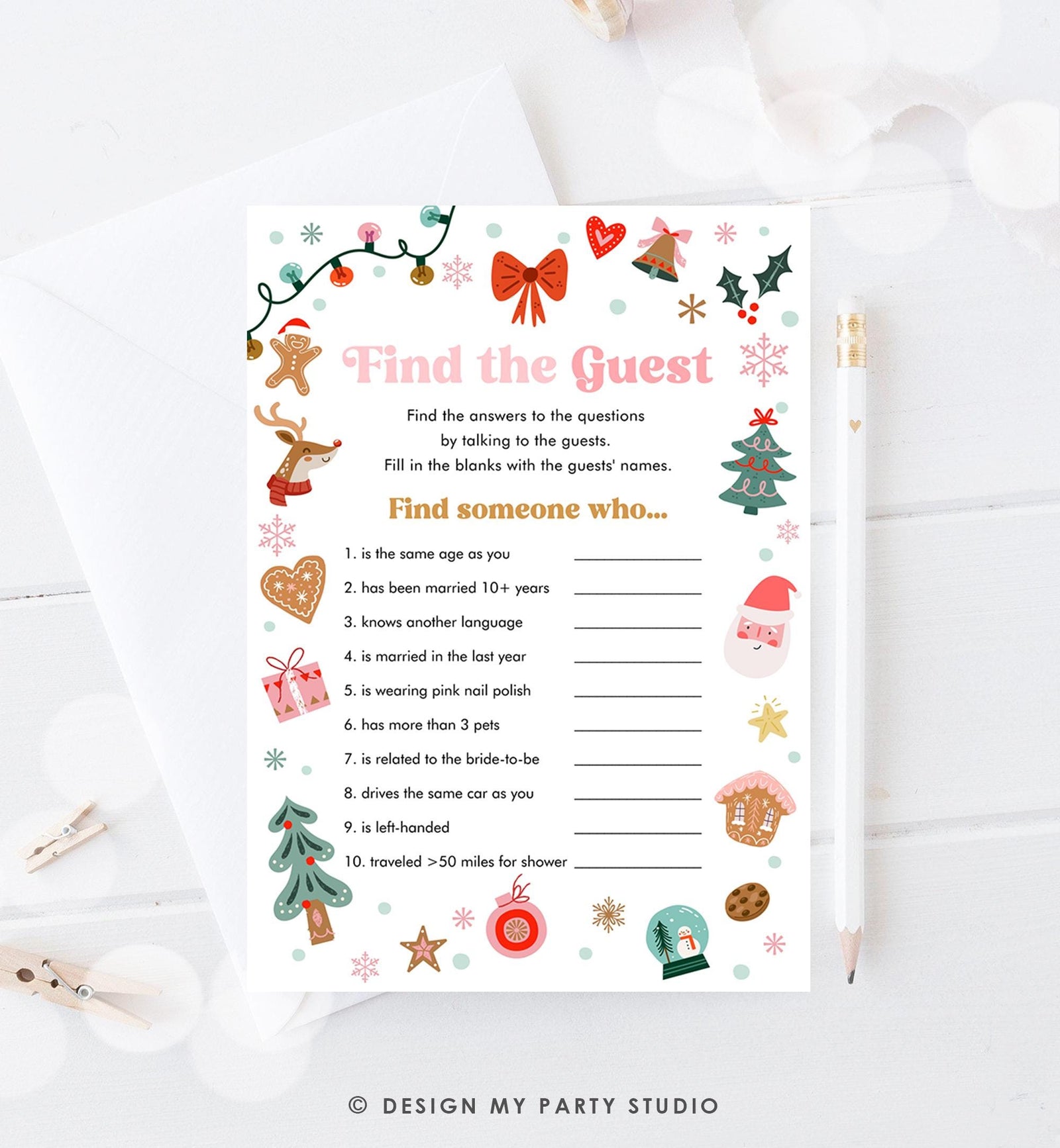 Editable Find the Guest Baby Shower Game Christmas Winter Baby Cold Outside Holiday Shower Activity Digital Template Printable 0529