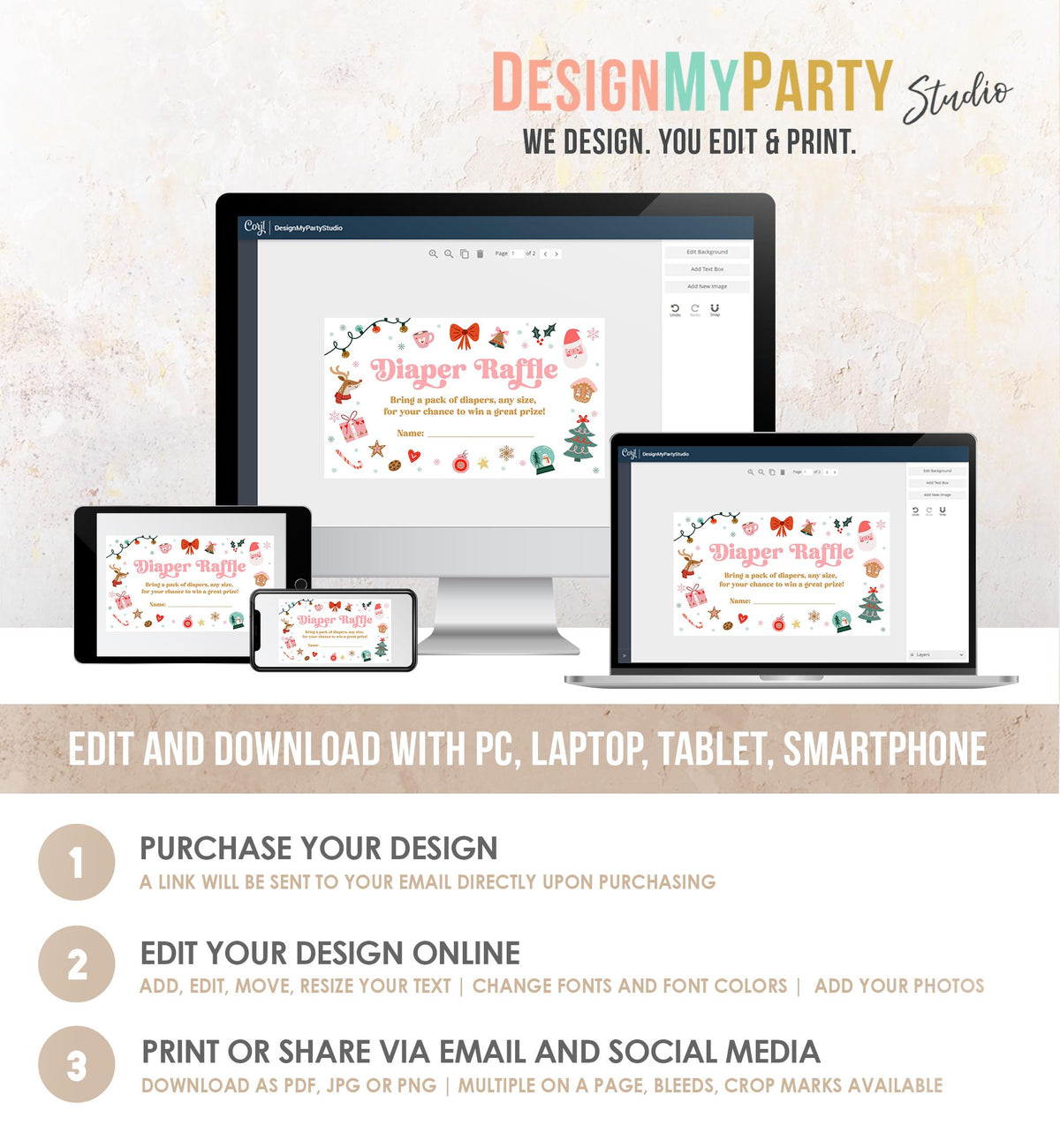 Editable Christmas Diaper Raffle Ticket Winter Baby Shower Baby It's Cold Outside Little Merry Baby Digital Template Printable 0529