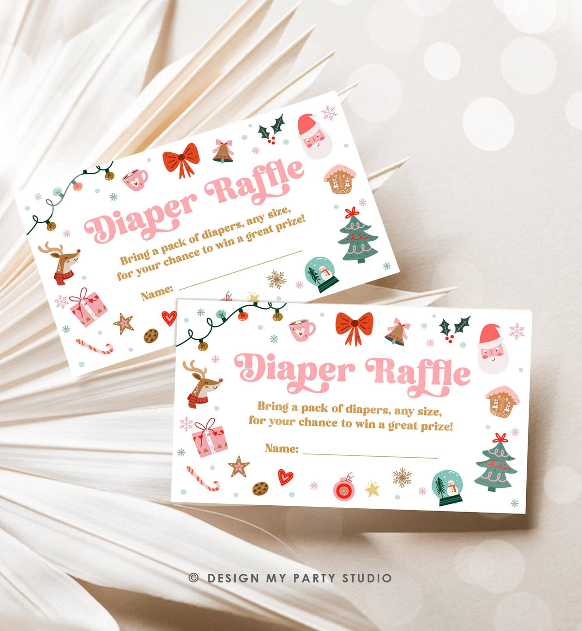 Editable Christmas Diaper Raffle Ticket Winter Baby Shower Baby It's Cold Outside Little Merry Baby Digital Template Printable 0529