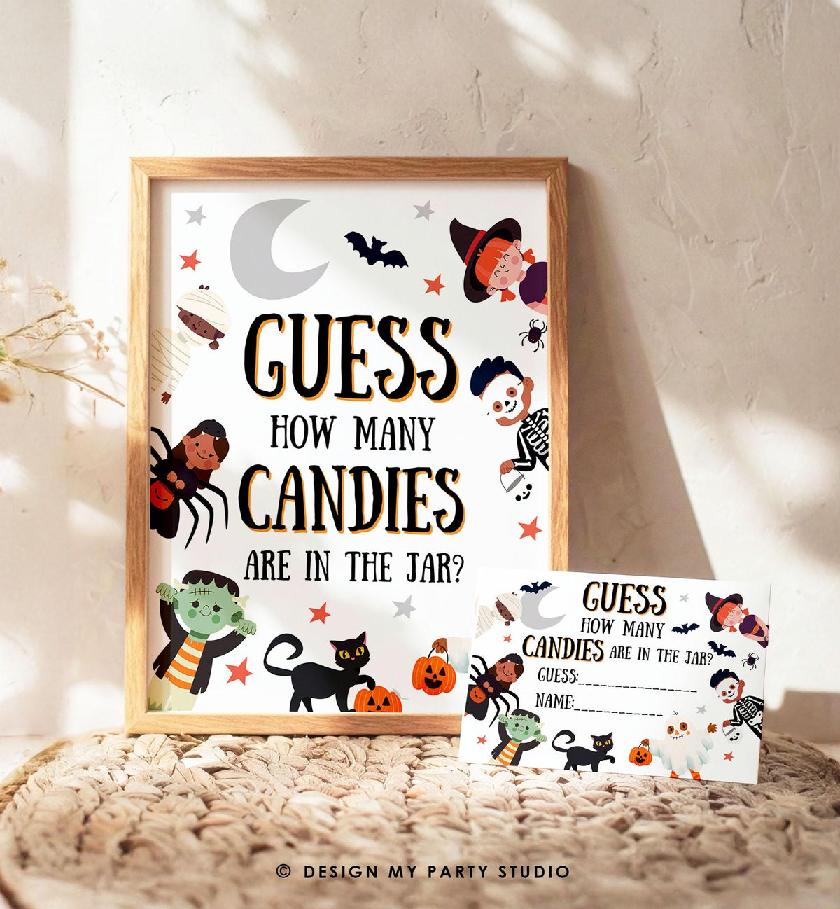 Game Guess How Many Candies Are in the Jar Halloween Baby Shower Guessing Game Activity Candy Birthday Costumes Download Printable 0473