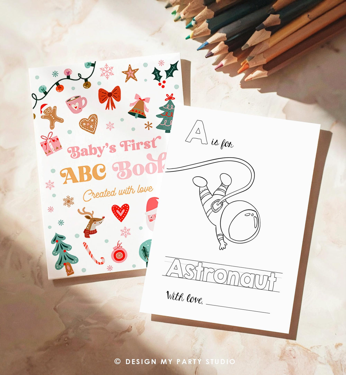 ABC Coloring Book Christmas Baby Shower Game Shower Activity Baby Book Coloring Pages Alphabet Flash Cards First ABC Book Printable 0529