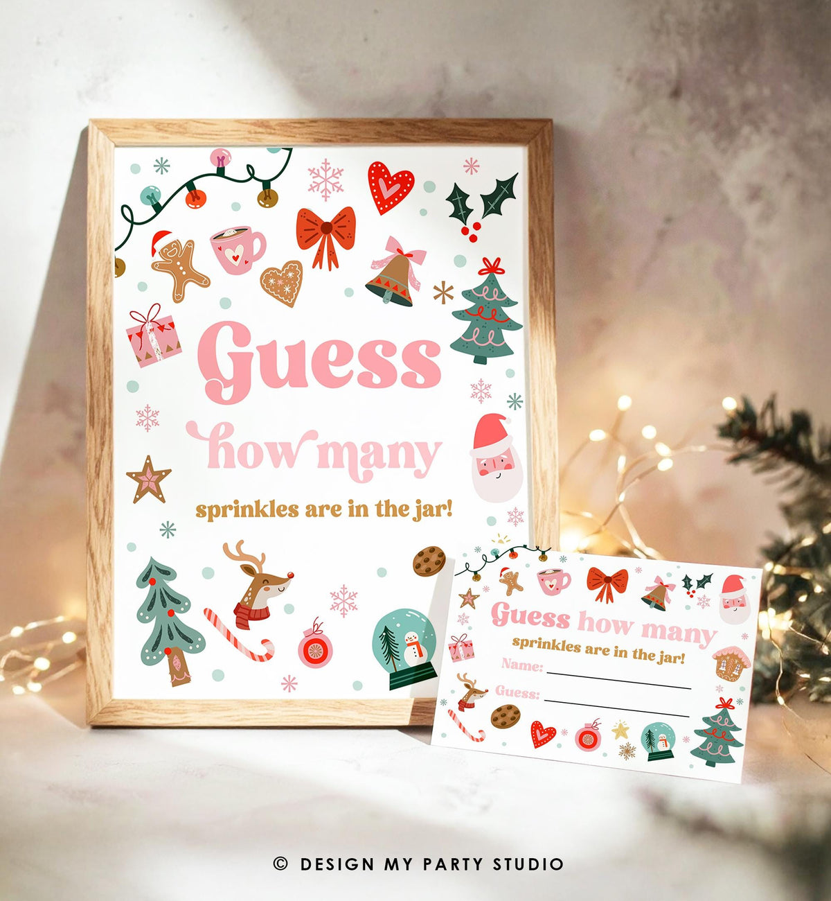 Editable Guess How Many Sprinkles Are in the Jar Game Christmas Baby it's Cold Outside Winter Santa Cookies Digital Template Printable 0529