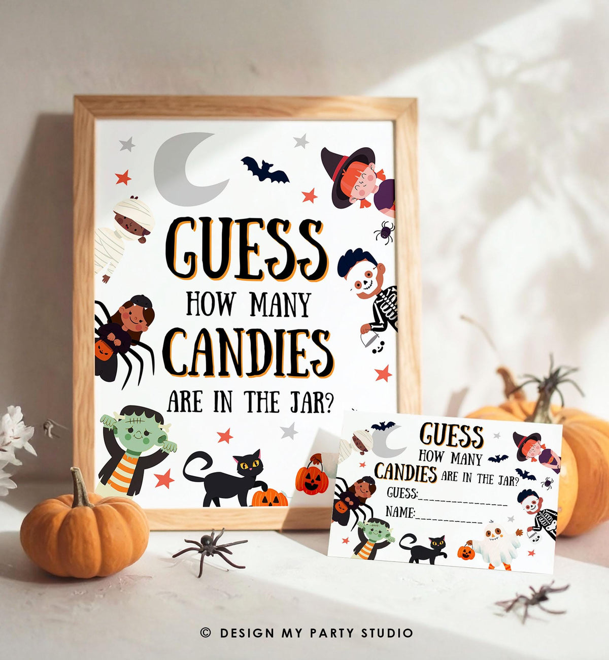 Game Guess How Many Candies Are in the Jar Halloween Baby Shower Guessing Game Activity Candy Birthday Costumes Download Printable 0473