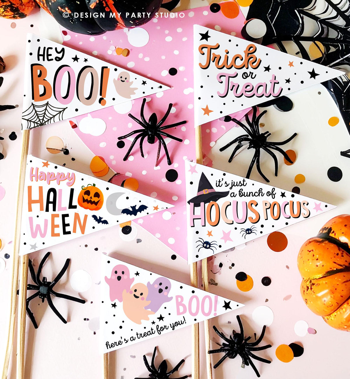 Printable Halloween Pennant Flags Halloween Gift Tag Boo Basket Flag Kids Trick or Treat Prints Props DIY Digital Instant Download 0261