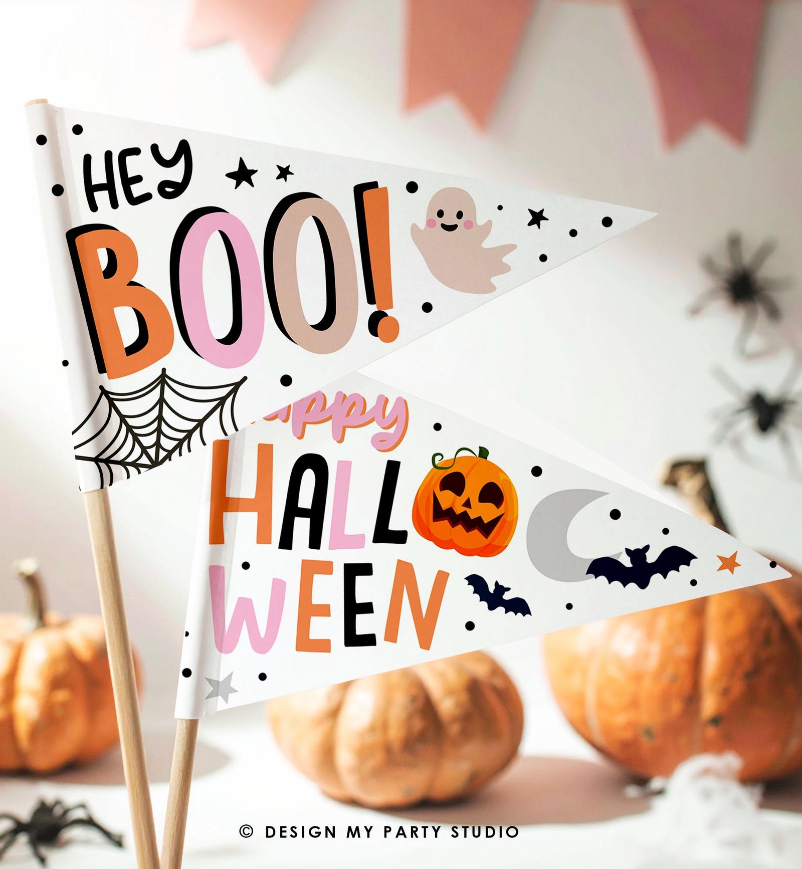 Printable Halloween Pennant Flags Halloween Gift Tag Boo Basket Flag Kids Trick or Treat Prints Props DIY Digital Instant Download 0261