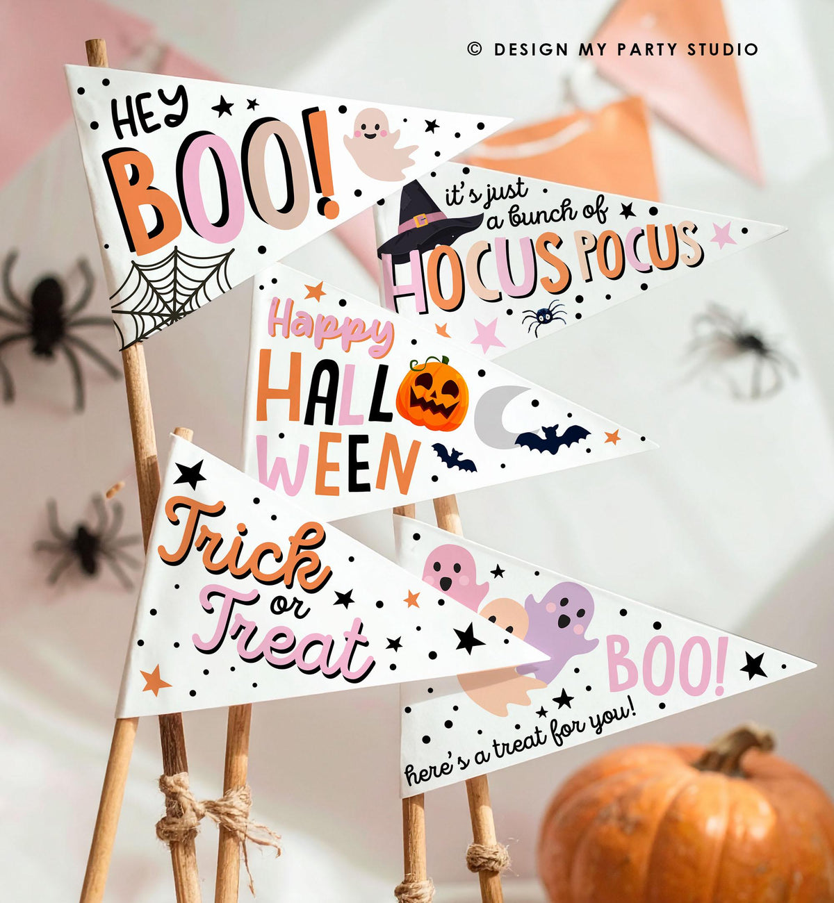 Printable Halloween Pennant Flags Halloween Gift Tag Boo Basket Flag Kids Trick or Treat Prints Props DIY Digital Instant Download 0261