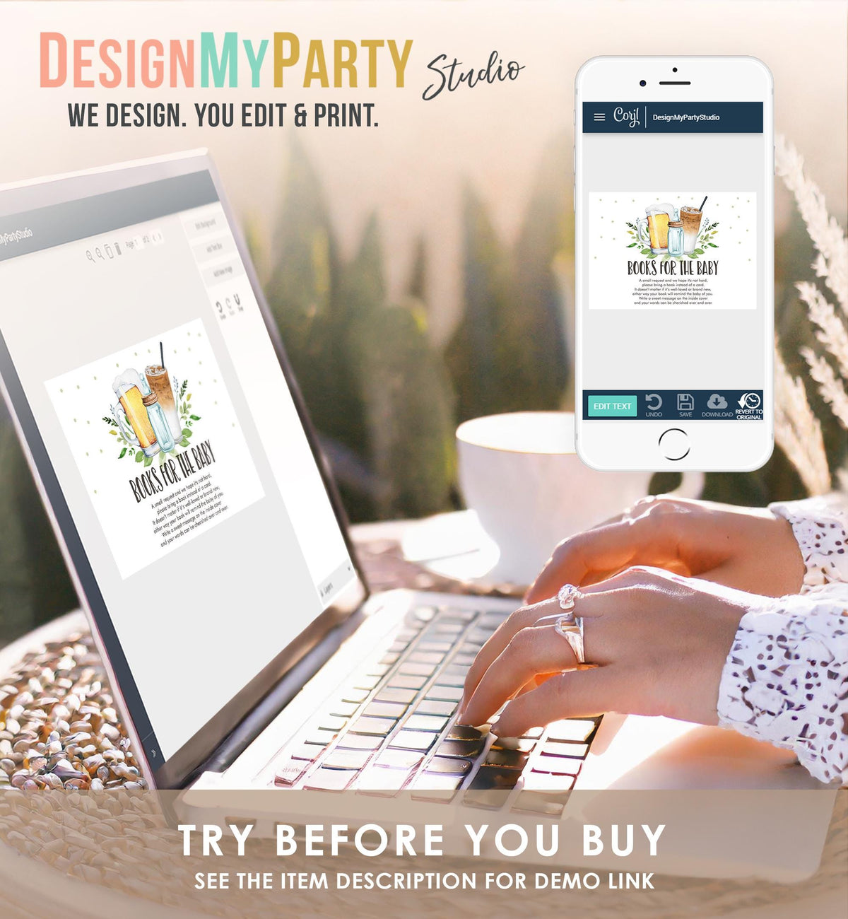 Editable Books for Baby Card Bring a Book Card Cold Brew Baby is Brewing Baby shower Book Insert Request Digital Template Printable 0190