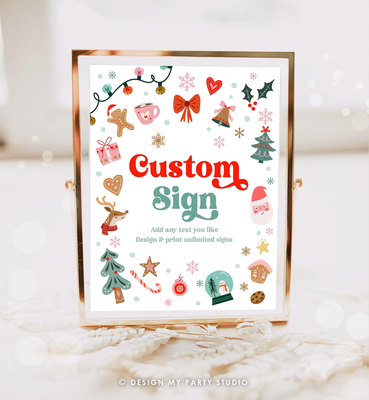 Editable Christmas Custom Sign Winter Birthday Winter Onederland Decor Party Its Cold Outside Gold 8x10 Download Template Printable 0529