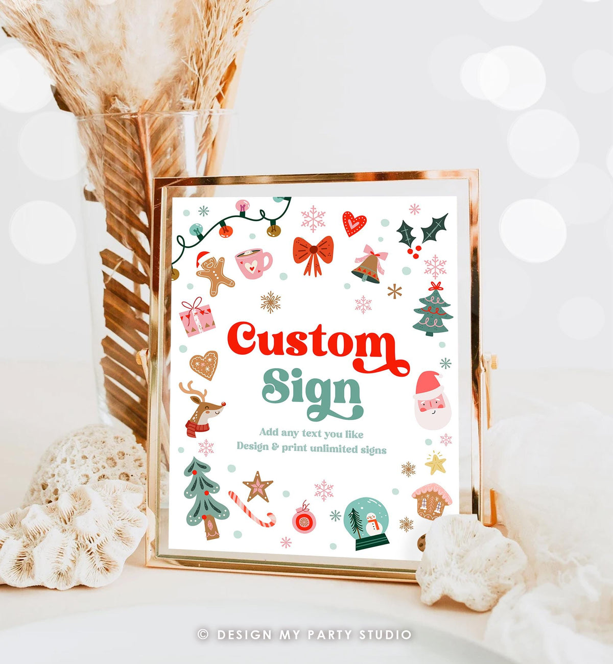 Editable Christmas Custom Sign Winter Birthday Winter Onederland Decor Party Its Cold Outside Gold 8x10 Download Template Printable 0529