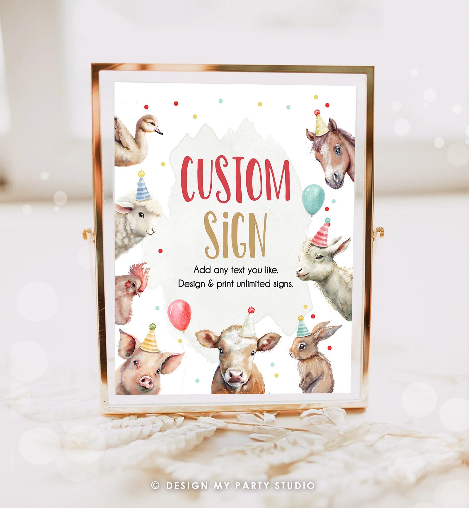 Editable Custom Sign Farm Animals Boy Neutral Barnyard Birthday Decorations Cow Pig Table Sign Digital Template Printable 0448