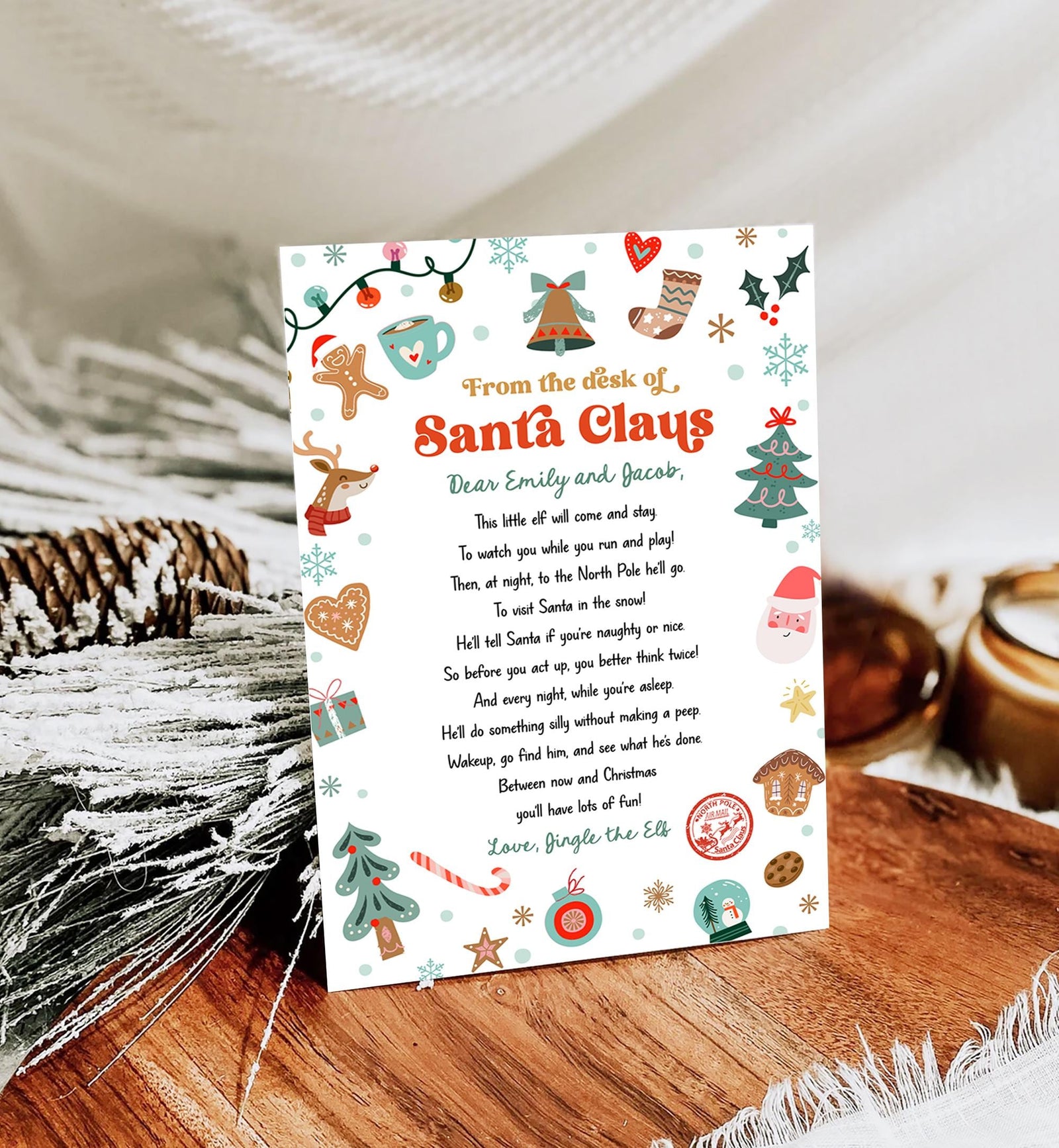 Editable From the Desk of Santa Claus First Time Elf Arrival Letter Return Letter Christmas Elf I'm Back Digital Template Printable 0529