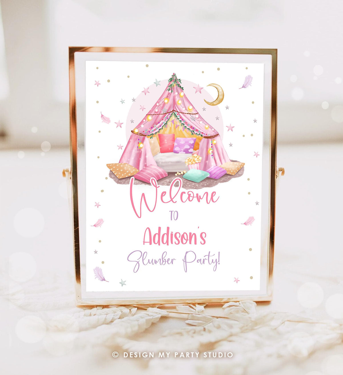 Editable Sleepover Birthday Welcome Sign Sleepunder Slumber Party Poster Pajamas Movie Night Sign Digital Download Template Printable 0447