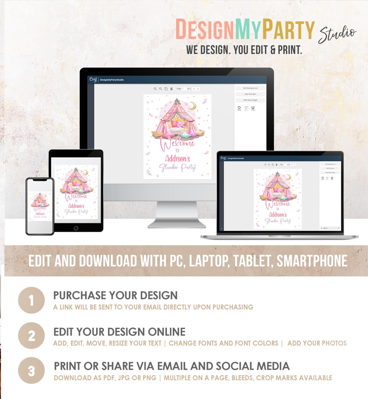Editable Sleepover Birthday Welcome Sign Sleepunder Slumber Party Poster Pajamas Movie Night Sign Digital Download Template Printable 0447