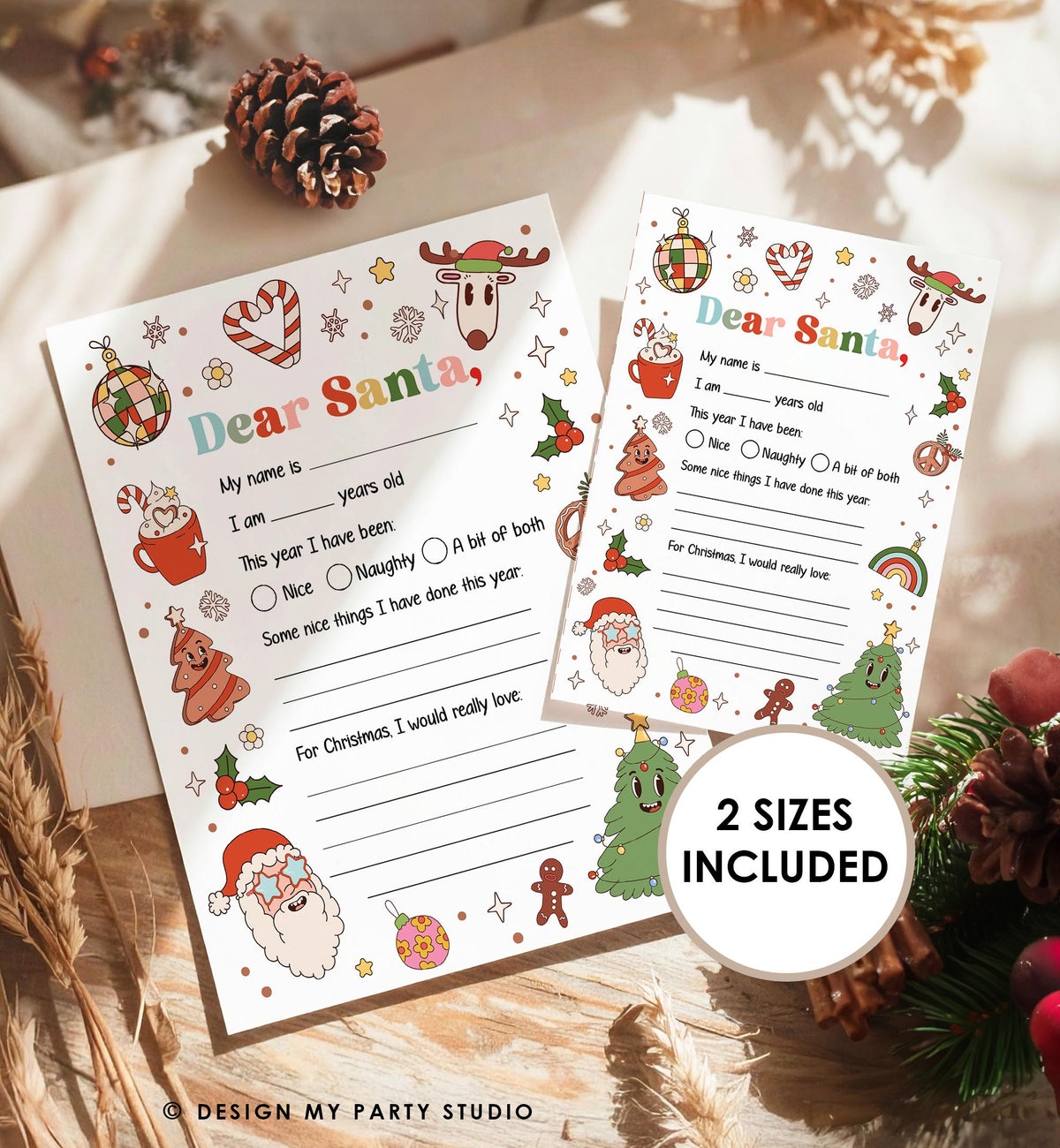 Christmas Wish List Letter to Santa for Kids Christmas Activity Christmas Fun Santa Wish List Printable Digital Instant Download 0522