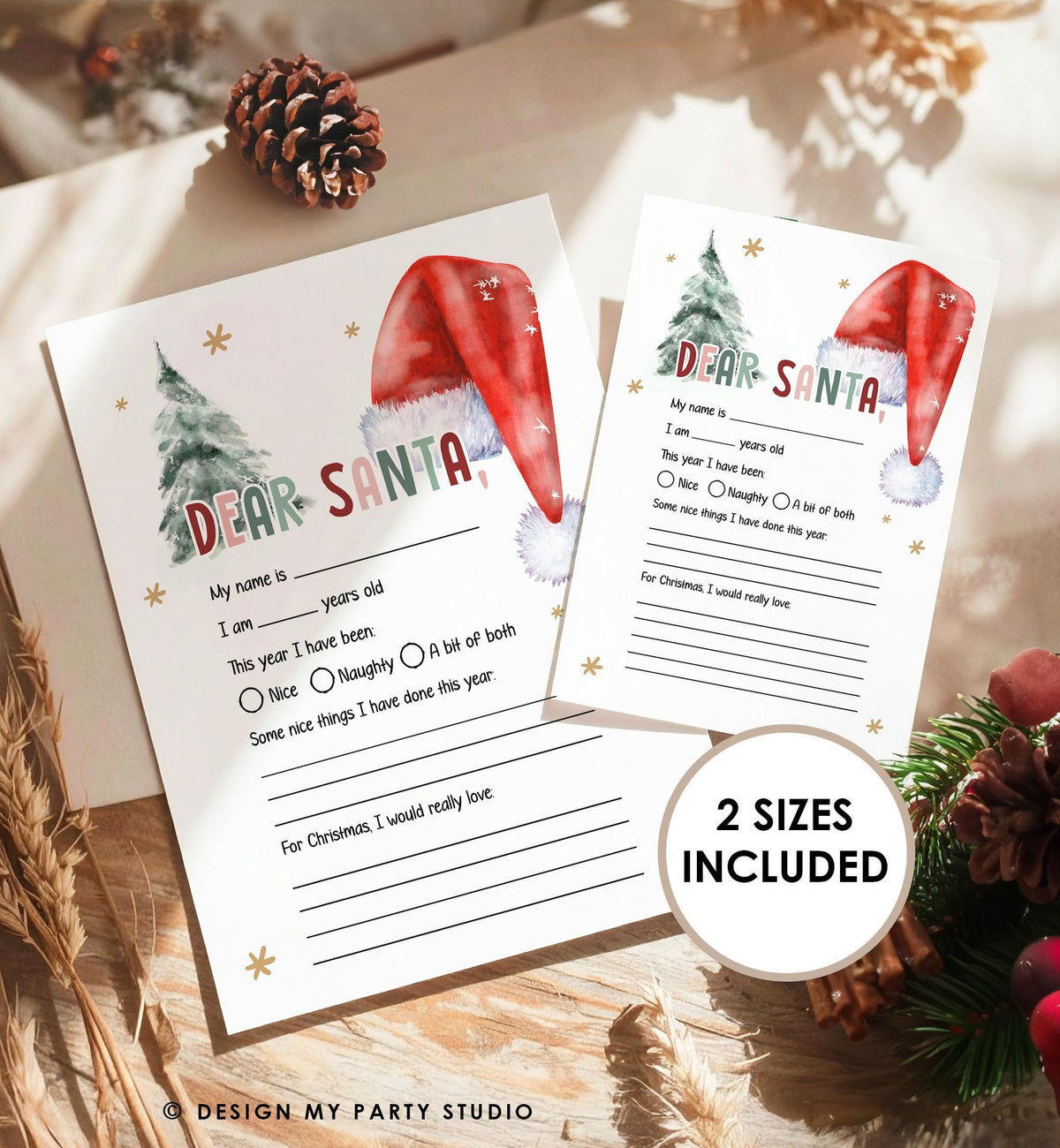Christmas Wish List Letter to Santa for Kids Christmas Activity Christmas Fun Santa Wish List Printable Digital Instant Download 0444