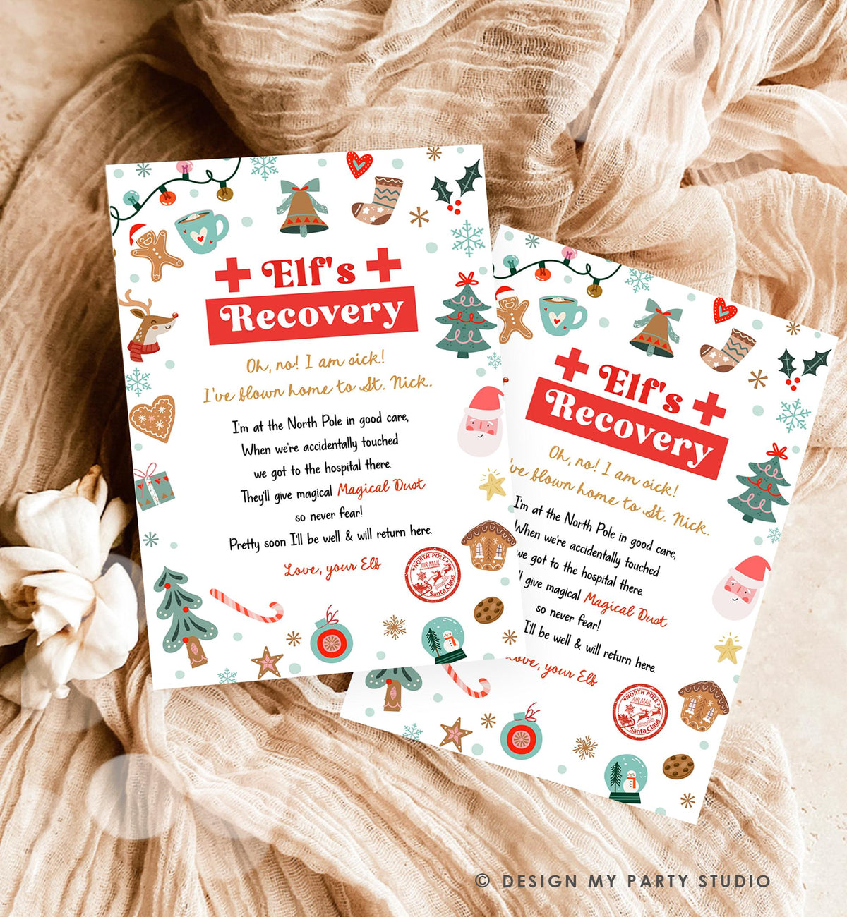 Editable Elf Recovery Letter If Touched and Lost Magic Elf Dust Elf Poem Girl I'm Sick Christmas Elf Xmas Decor Printable Template 0529
