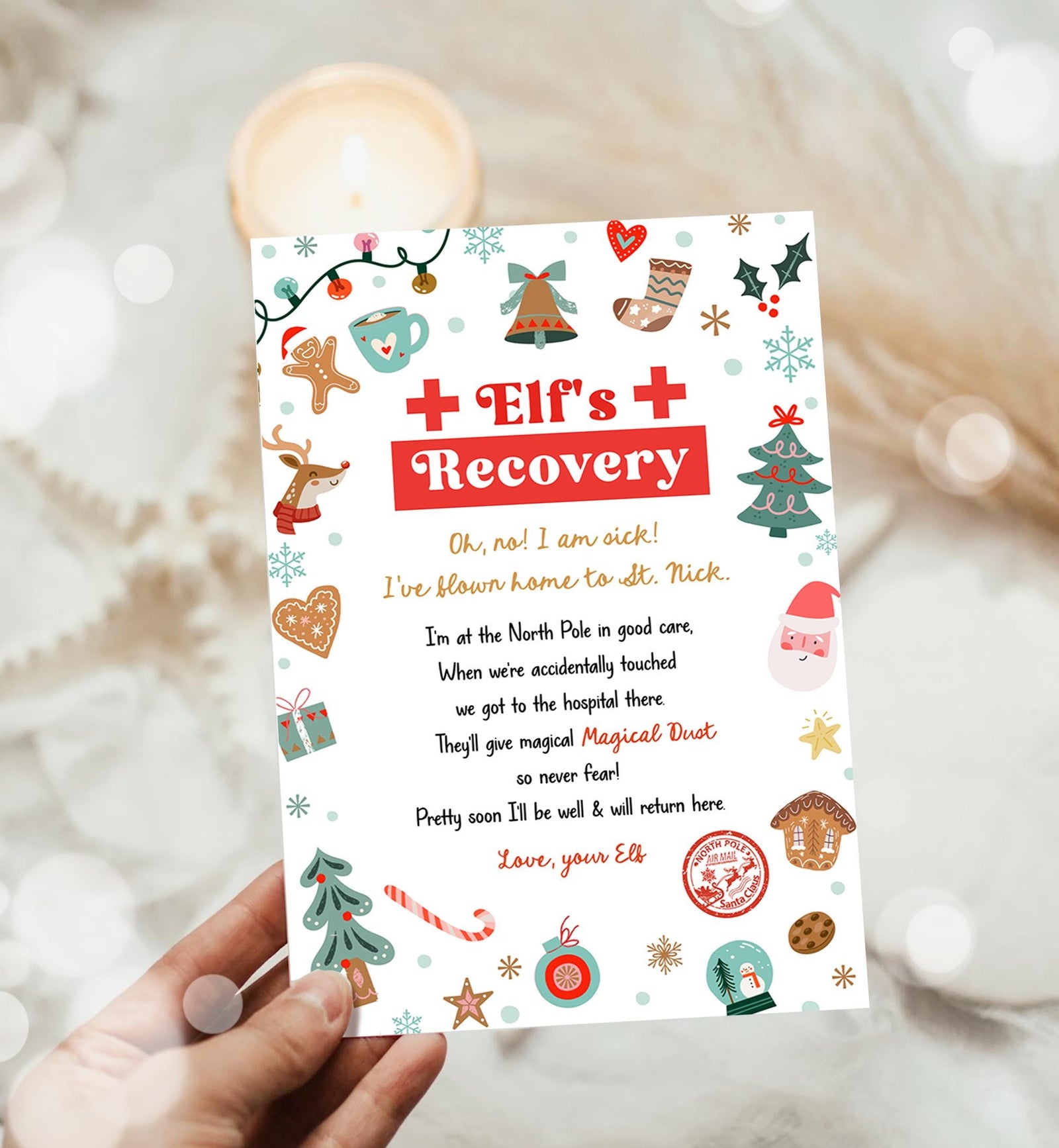 Editable Elf Recovery Letter If Touched and Lost Magic Elf Dust Elf Poem Girl I'm Sick Christmas Elf Xmas Decor Printable Template 0529