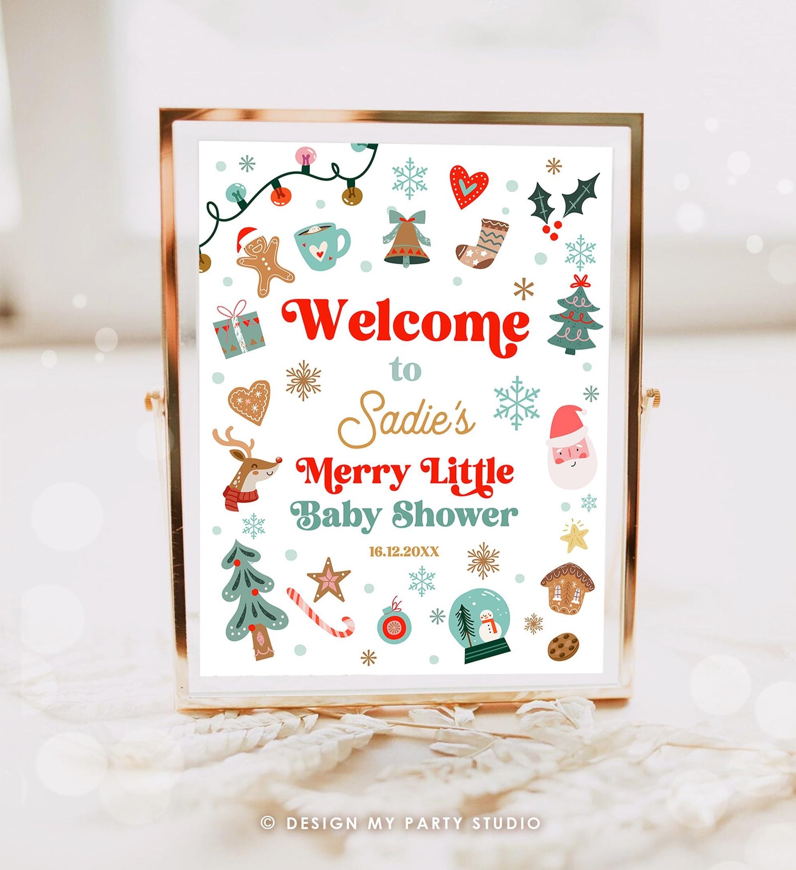 Editable Christmas Welcome Sign Winter Little Merry Baby Shower Boy Holiday Party Couples Shower Digital Template Printable 0529
