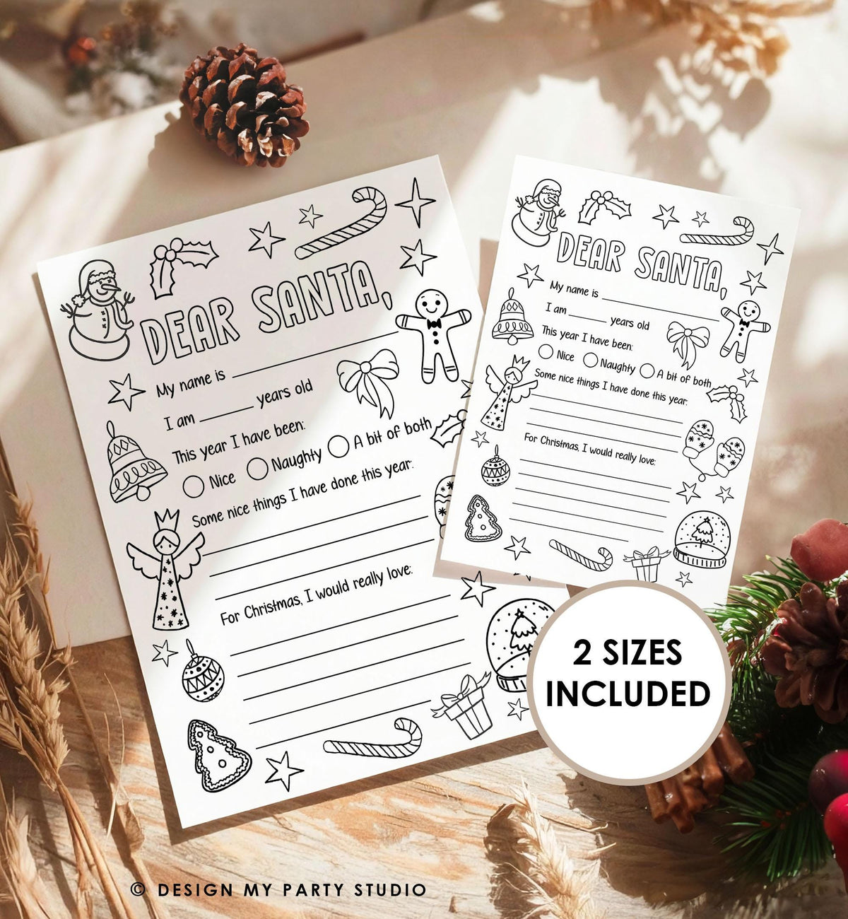 Christmas Wish List Coloring Page Letter to Santa Christmas Activity Christmas Coloring Fun Kids Printable Digital Instant Download