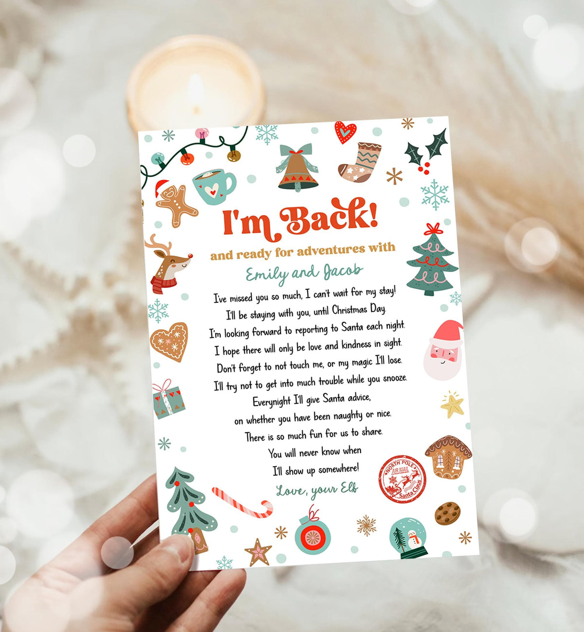 Editable Elf Arrival Letter Return Letter Christmas Elf I'm Back Elf Welcome Christmas Elf Letter From Your Elf Printable Template 0529