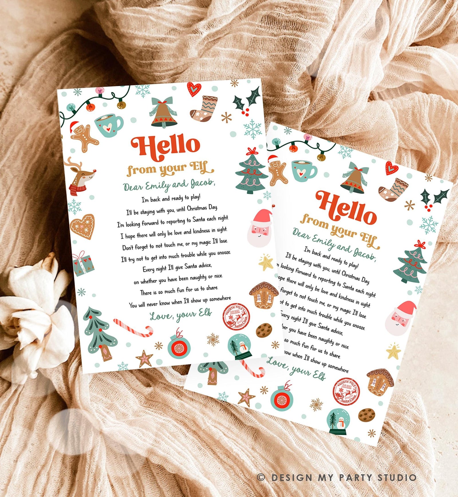 Editable Hello From Your Elf Arrival Letter Return Letter Christmas Elf I'm Back Elf Welcome Elf Digital Download Template Printable 0529