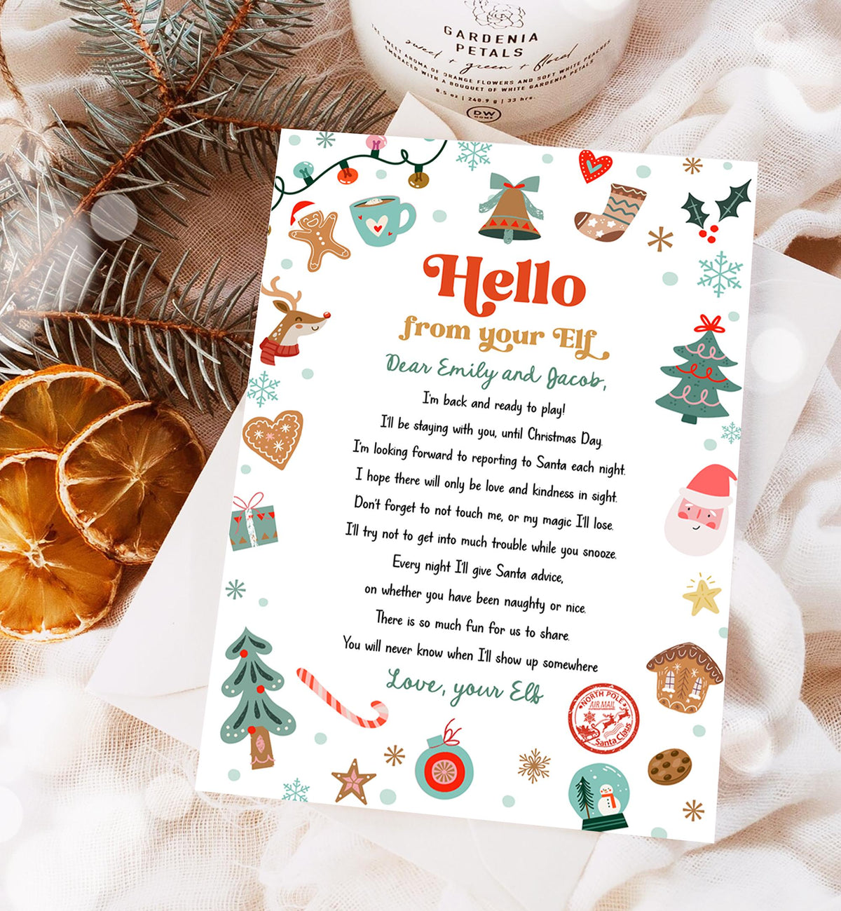 Editable Hello From Your Elf Arrival Letter Return Letter Christmas Elf I'm Back Elf Welcome Elf Digital Download Template Printable 0529
