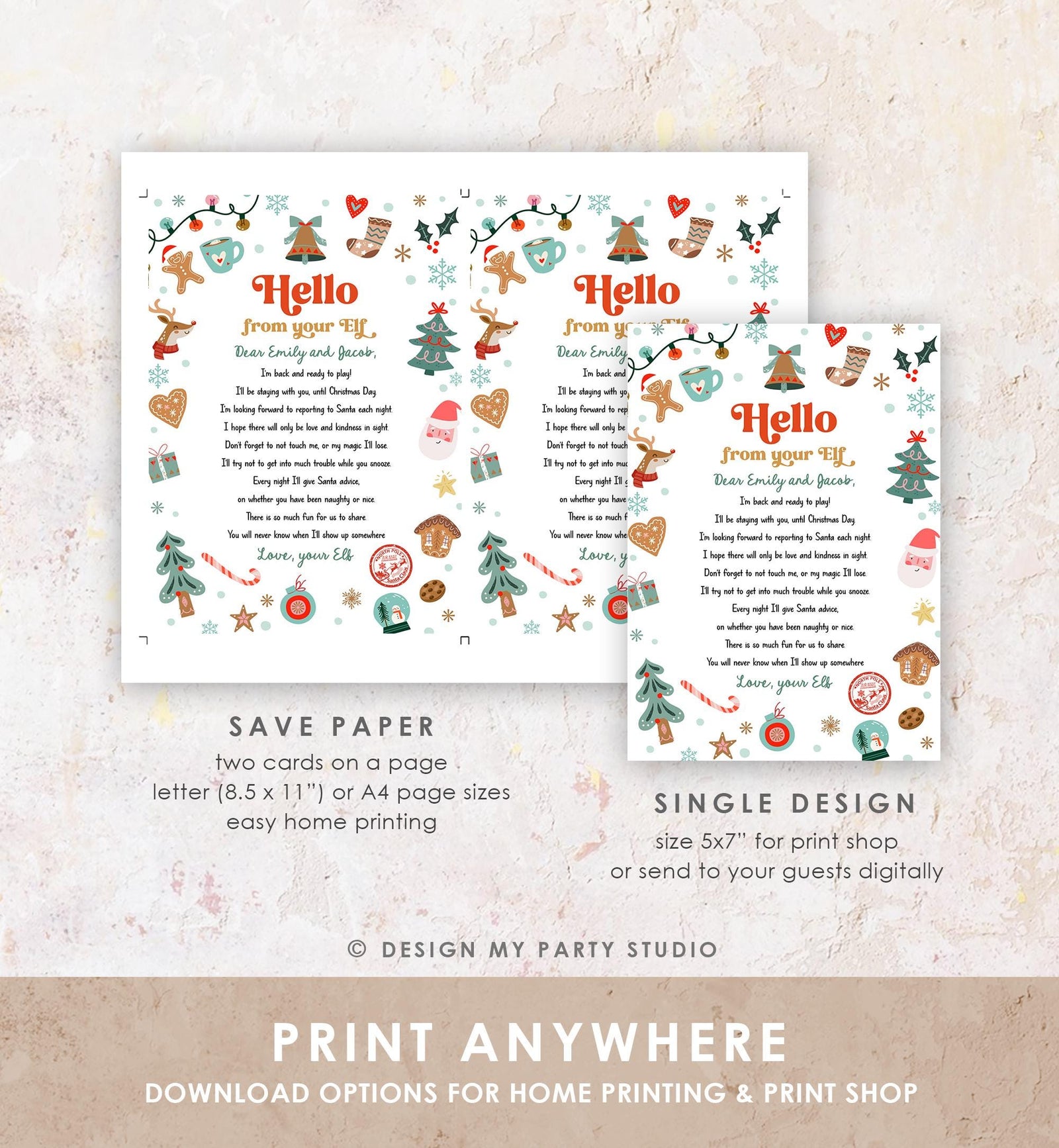 Editable Hello From Your Elf Arrival Letter Return Letter Christmas Elf I'm Back Elf Welcome Elf Digital Download Template Printable 0529