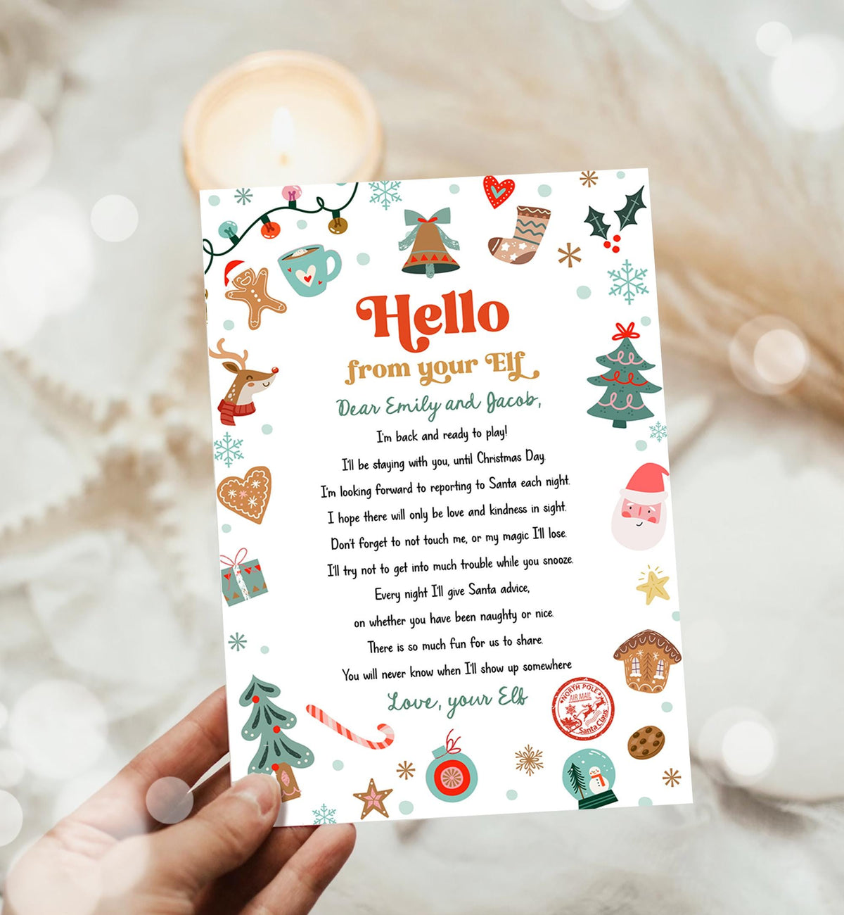 Editable Hello From Your Elf Arrival Letter Return Letter Christmas Elf I'm Back Elf Welcome Elf Digital Download Template Printable 0529