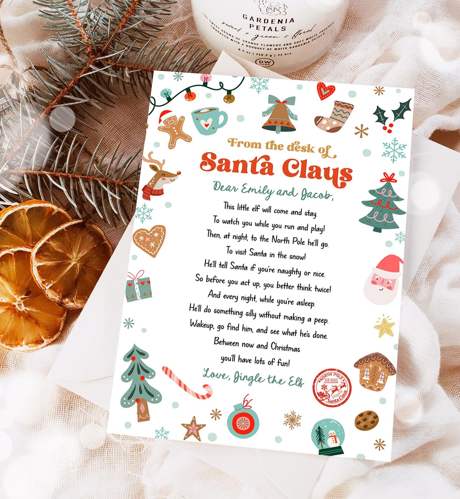 Editable From the Desk of Santa Claus First Time Elf Arrival Letter Return Letter Christmas Elf I'm Back Digital Template Printable 0529