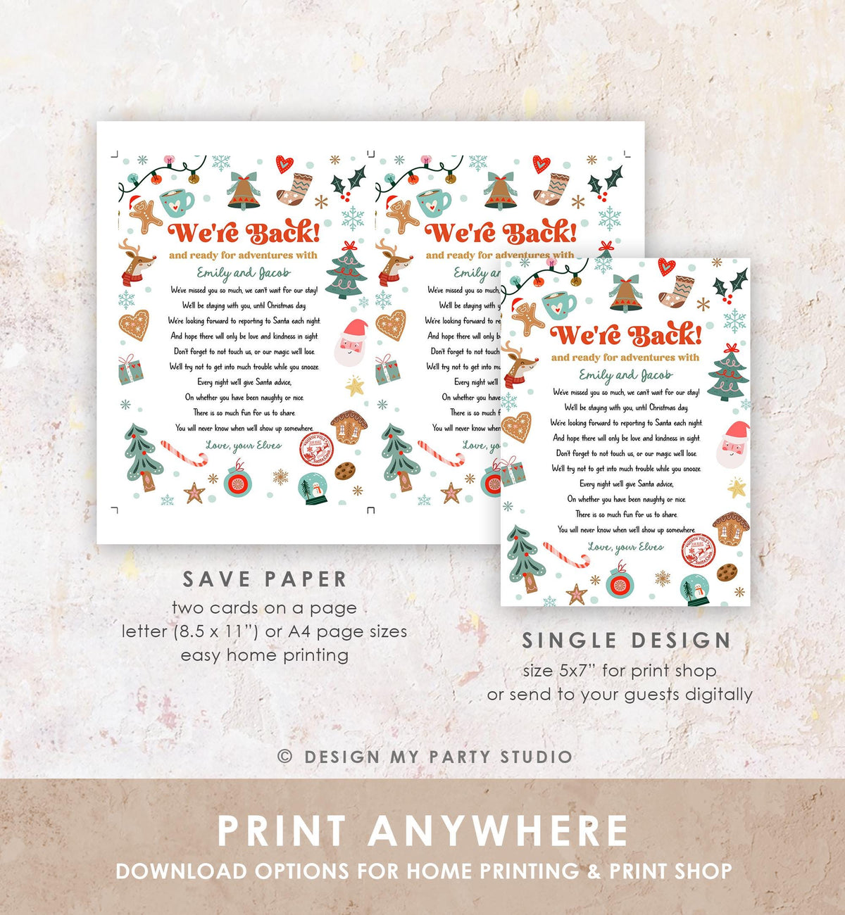 Editable Elf Arrival Letter Return Letter Christmas Elf We're Back Elf Welcome Hello from Elves Boy Girl Digital Template Printable 0529