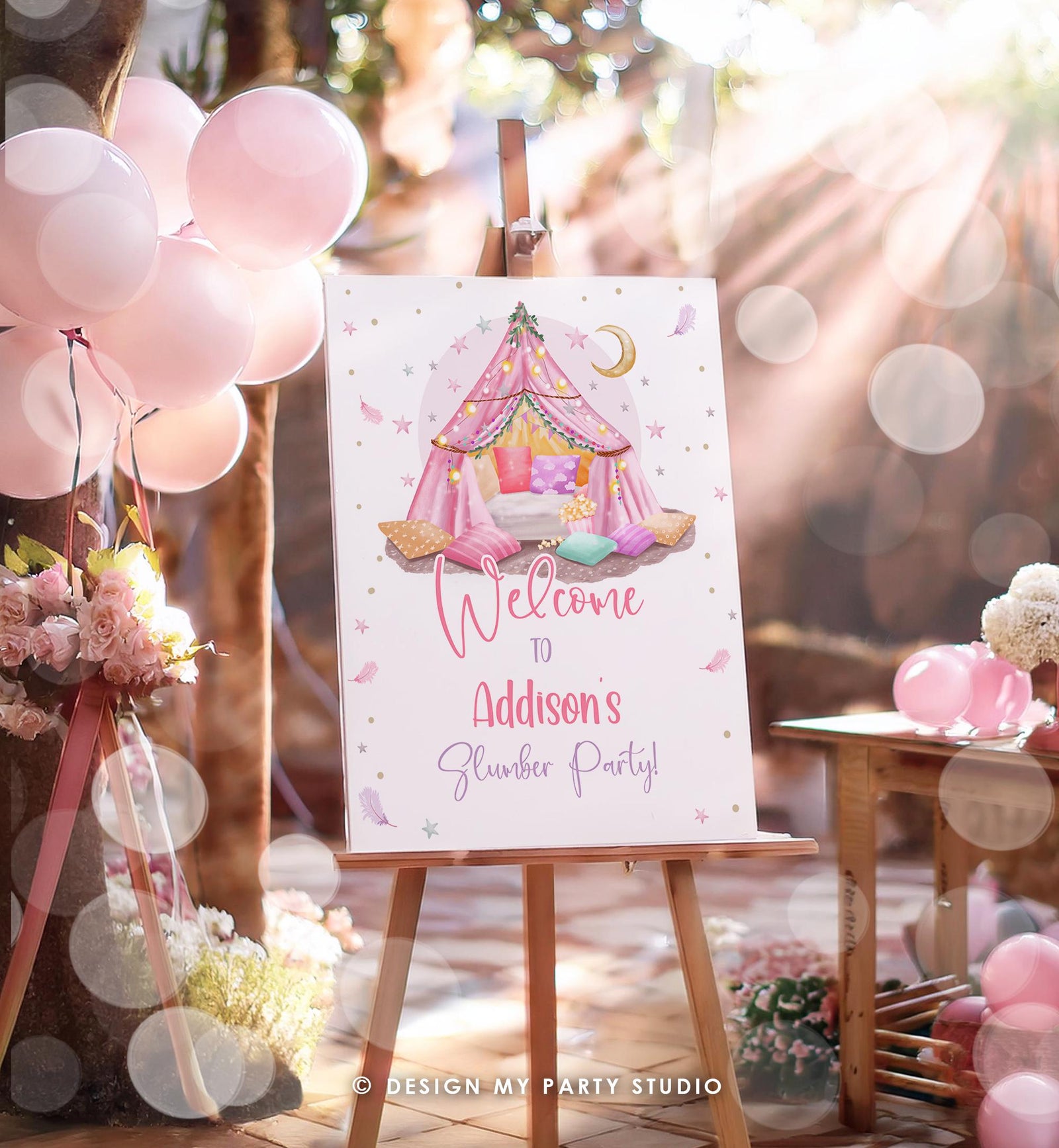 Editable Sleepover Birthday Welcome Sign Sleepunder Slumber Party Poster Pajamas Movie Night Sign Digital Download Template Printable 0447