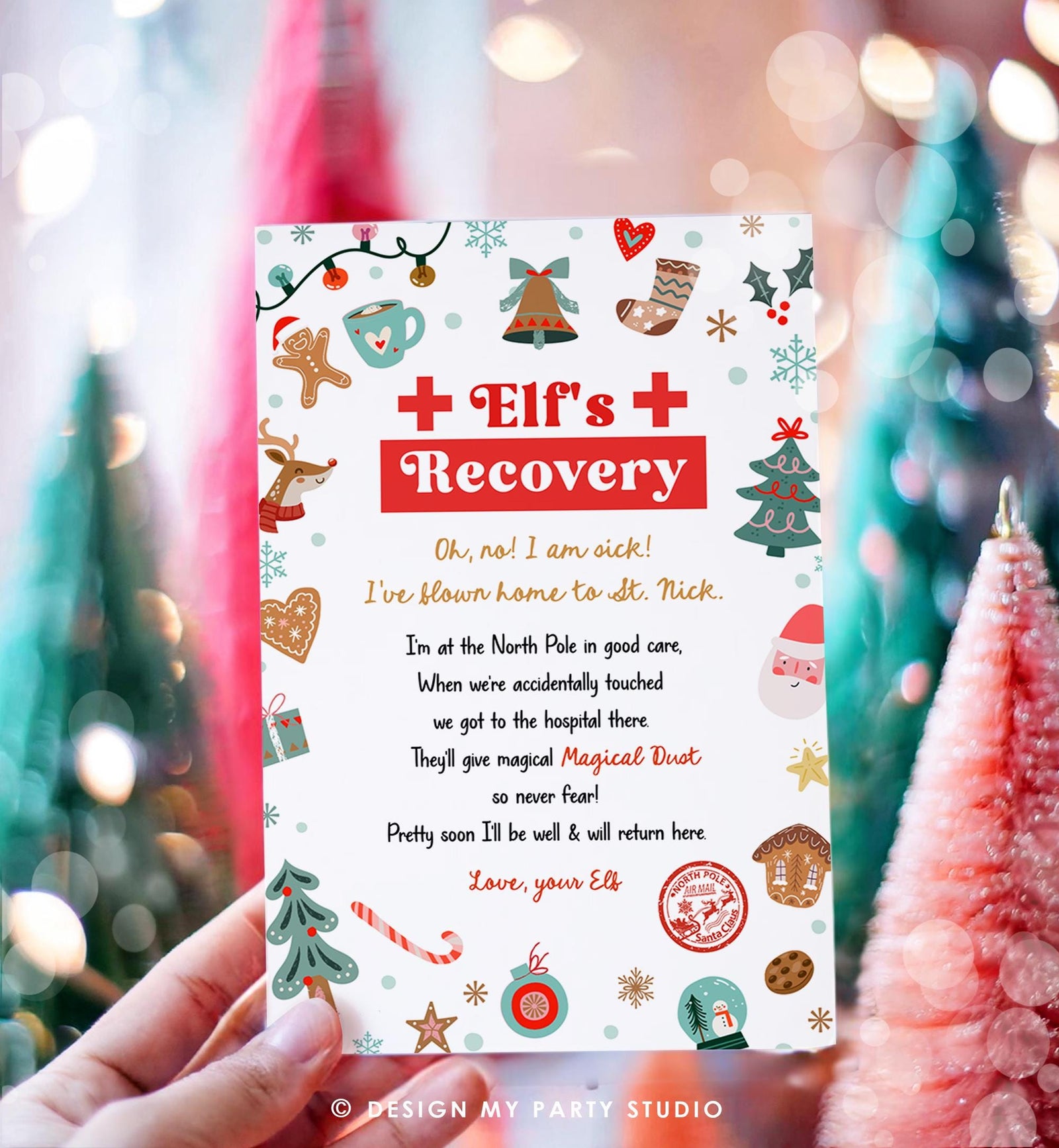 Editable Elf Recovery Letter If Touched and Lost Magic Elf Dust Elf Poem Girl I'm Sick Christmas Elf Xmas Decor Printable Template 0529