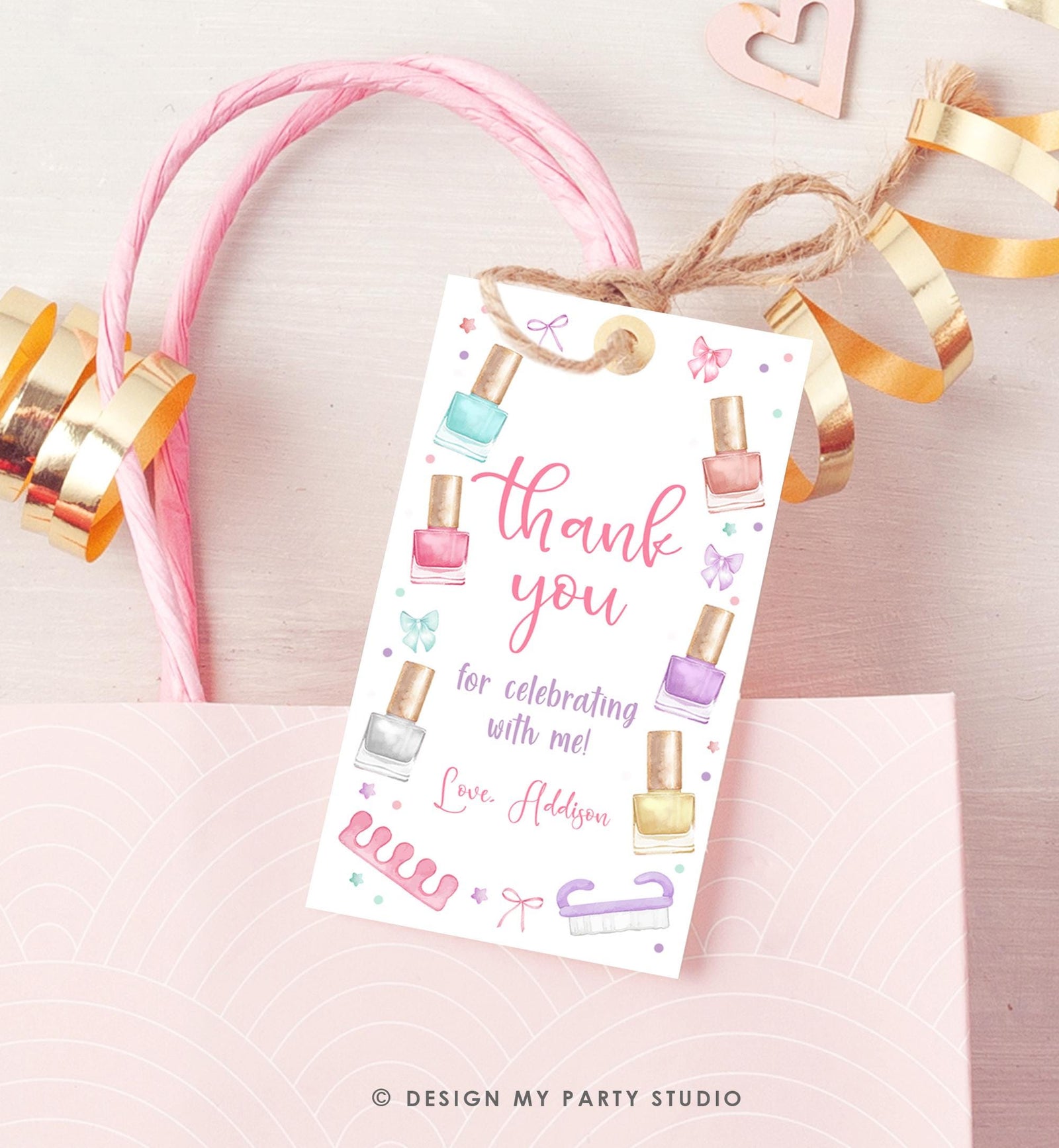 Editable Mani-Pedi Party Favor Tag Nail Polish Salon Manicure Pedicure Spa Party Thank You Gift Digital Download Template Printable 0562