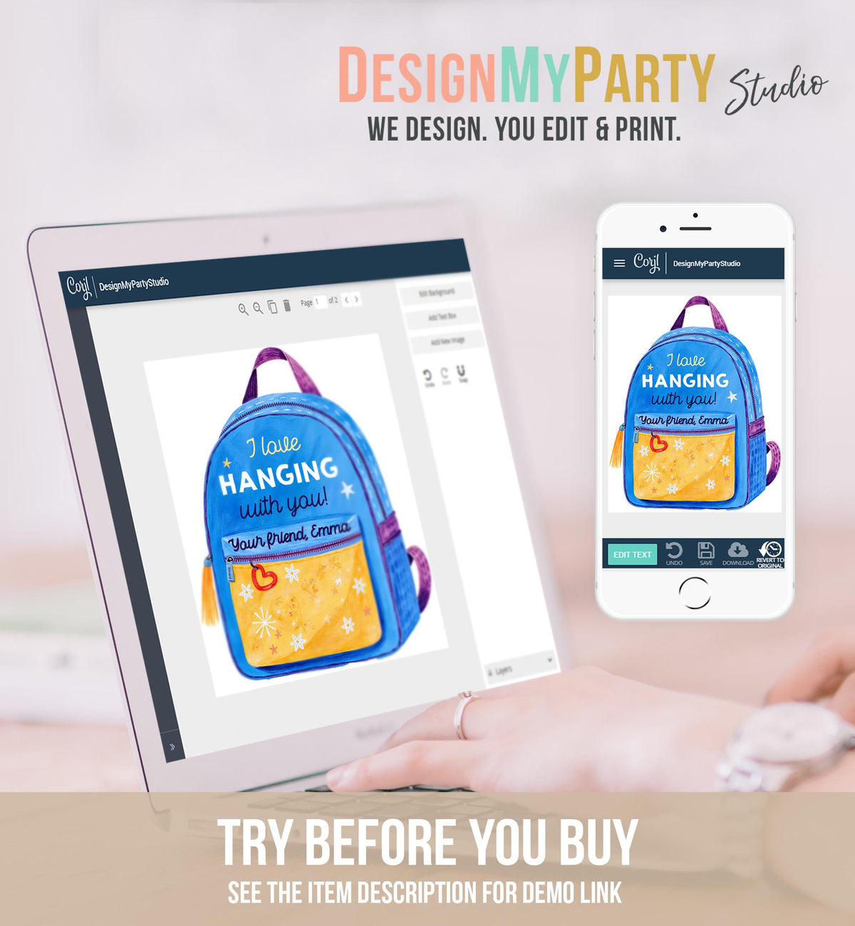 Editable Valentine's Day Keychain Gift Tag Blue Kids School Classroom Gift Backpack Keychain Tag Daycare Digital Download Printable 0370