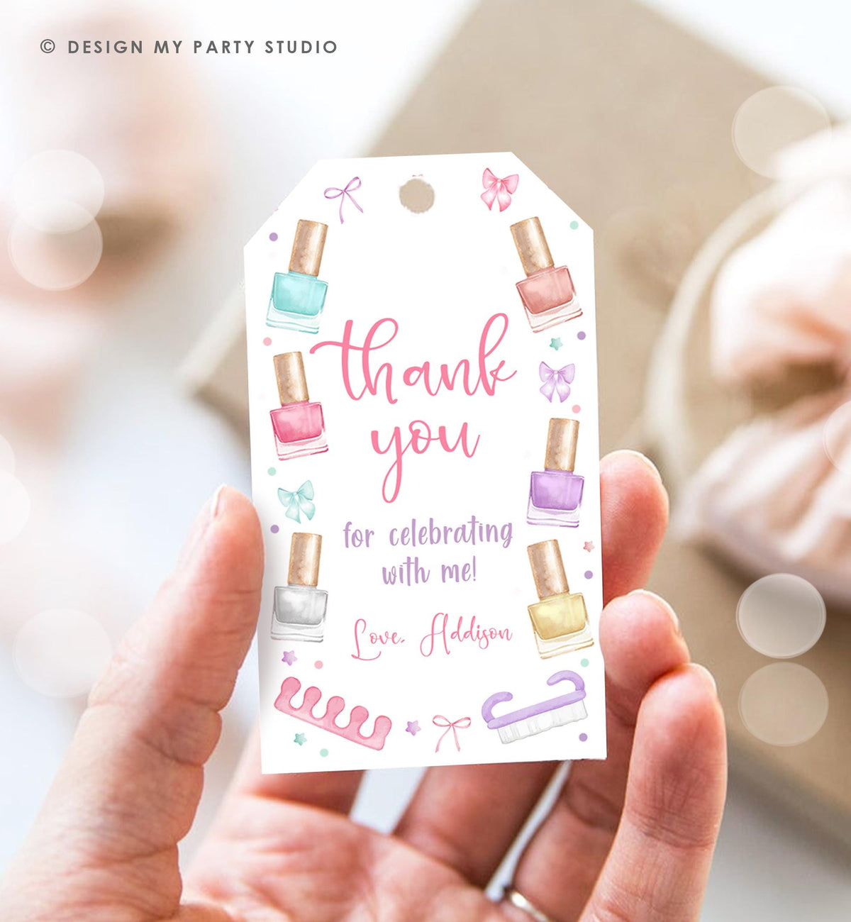 Editable Mani-Pedi Party Favor Tag Nail Polish Salon Manicure Pedicure Spa Party Thank You Gift Digital Download Template Printable 0562