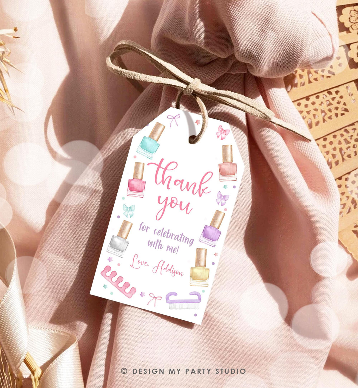 Editable Mani-Pedi Party Favor Tag Nail Polish Salon Manicure Pedicure Spa Party Thank You Gift Digital Download Template Printable 0562