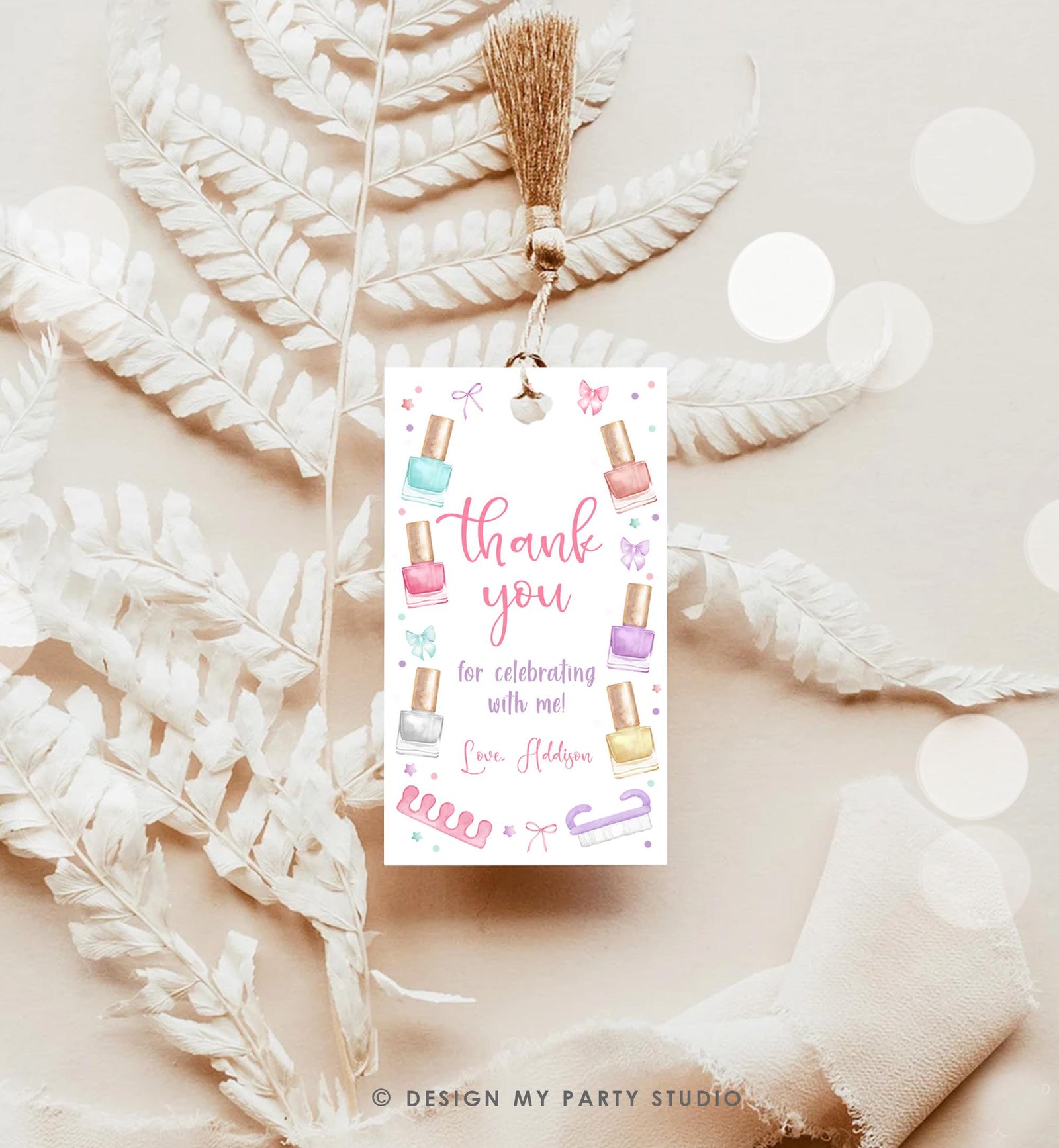 Editable Mani-Pedi Party Favor Tag Nail Polish Salon Manicure Pedicure Spa Party Thank You Gift Digital Download Template Printable 0562
