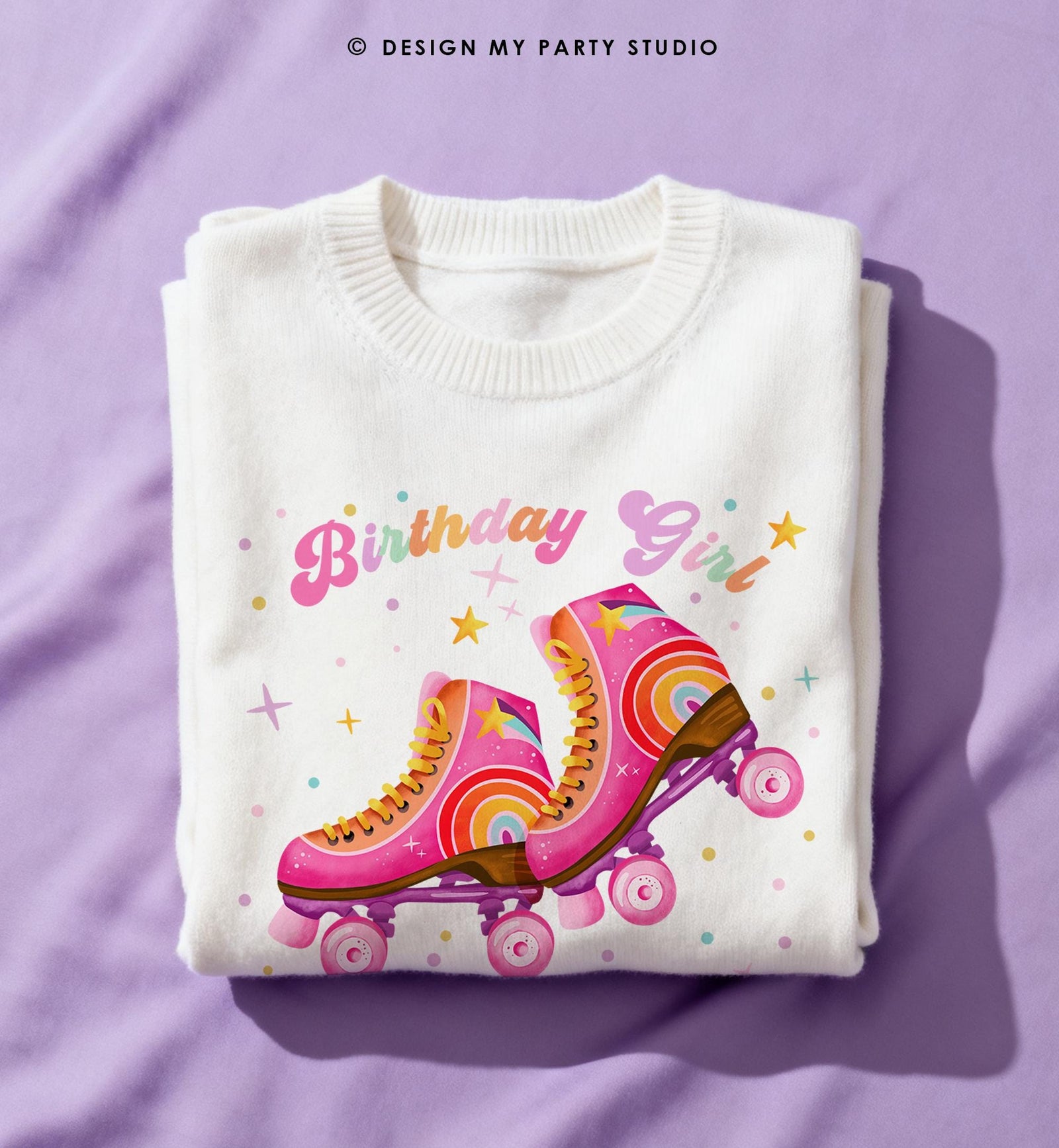 Roller Skating Birthday Party Girl Rolling into Birthday Girl PNG for Sublimation Birthday Shirt Instant Download Digital Download File 0569