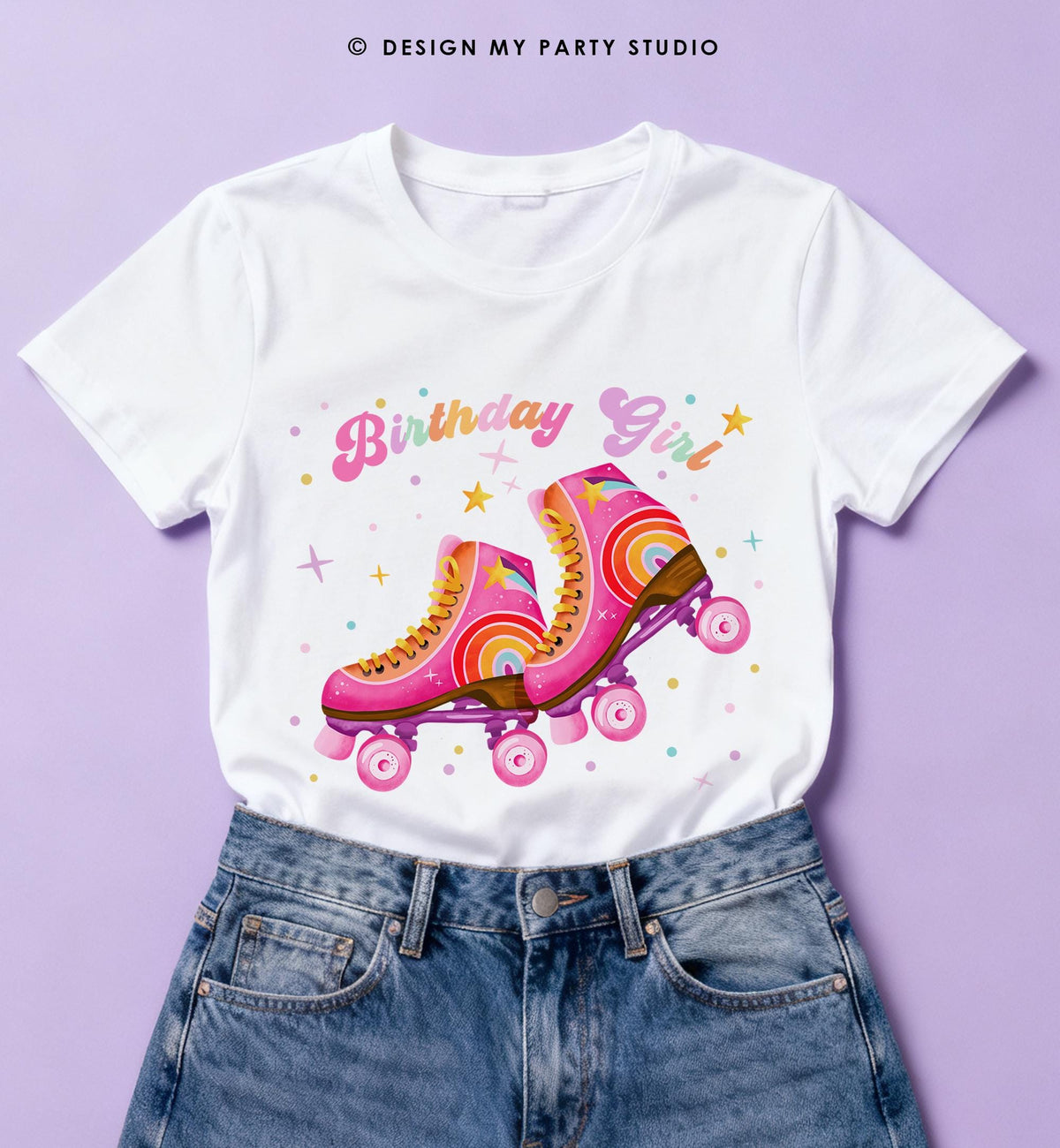Roller Skating Birthday Party Girl Rolling into Birthday Girl PNG for Sublimation Birthday Shirt Instant Download Digital Download File 0569