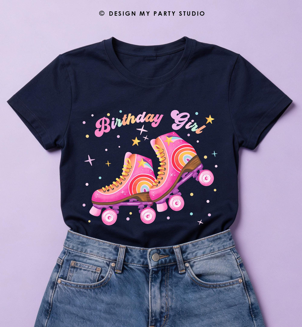Roller Skating Birthday Party Girl Rolling into Birthday Girl PNG for Sublimation Birthday Shirt Instant Download Digital Download File 0569